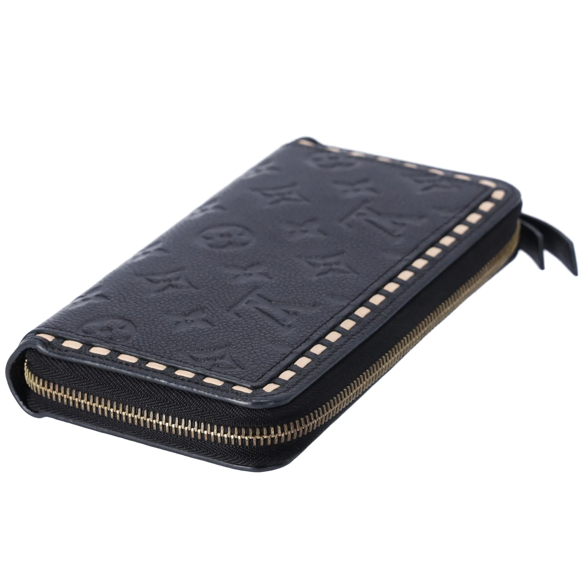 Louis Vuitton Zippy Wallet Monogram Empreinte Black Beige Stitch M64805 sold by Gaby's Bags product image thumbnail 3