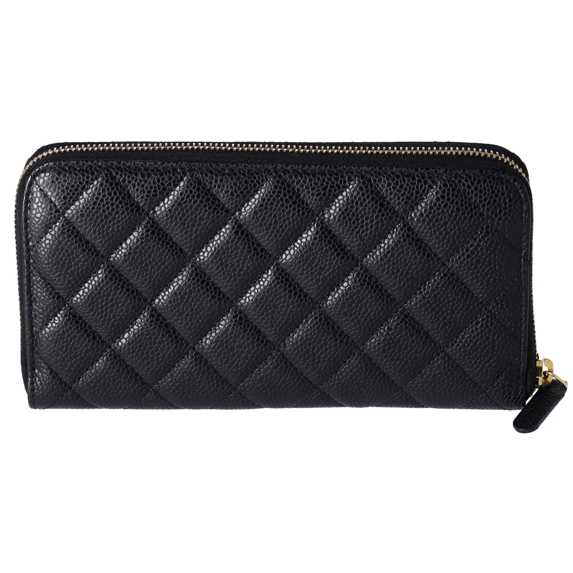 CHANEL Matelasse Long Zippy Wallet Black Gold Caviar Leather sold by Gaby's Bags product image thumbnail 3