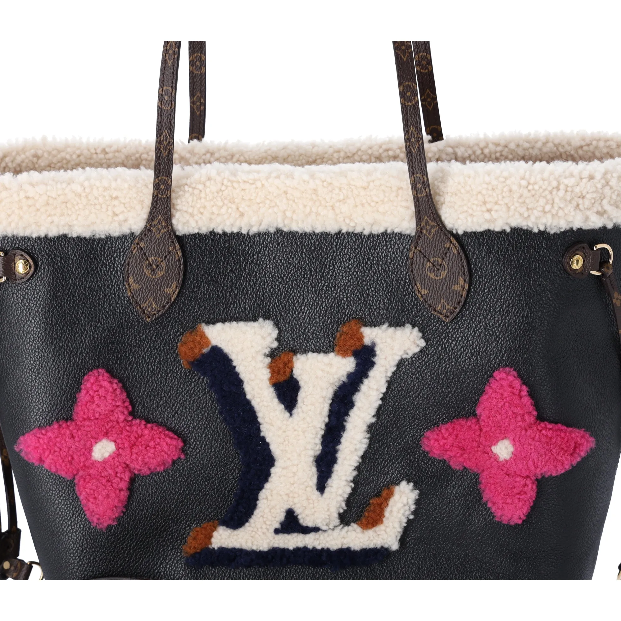 Louis Vuitton Neverfull MM Monogram Teddy Tote Bag M56960 Black Multi Leather sold by Gaby's Bags product image thumbnail 4