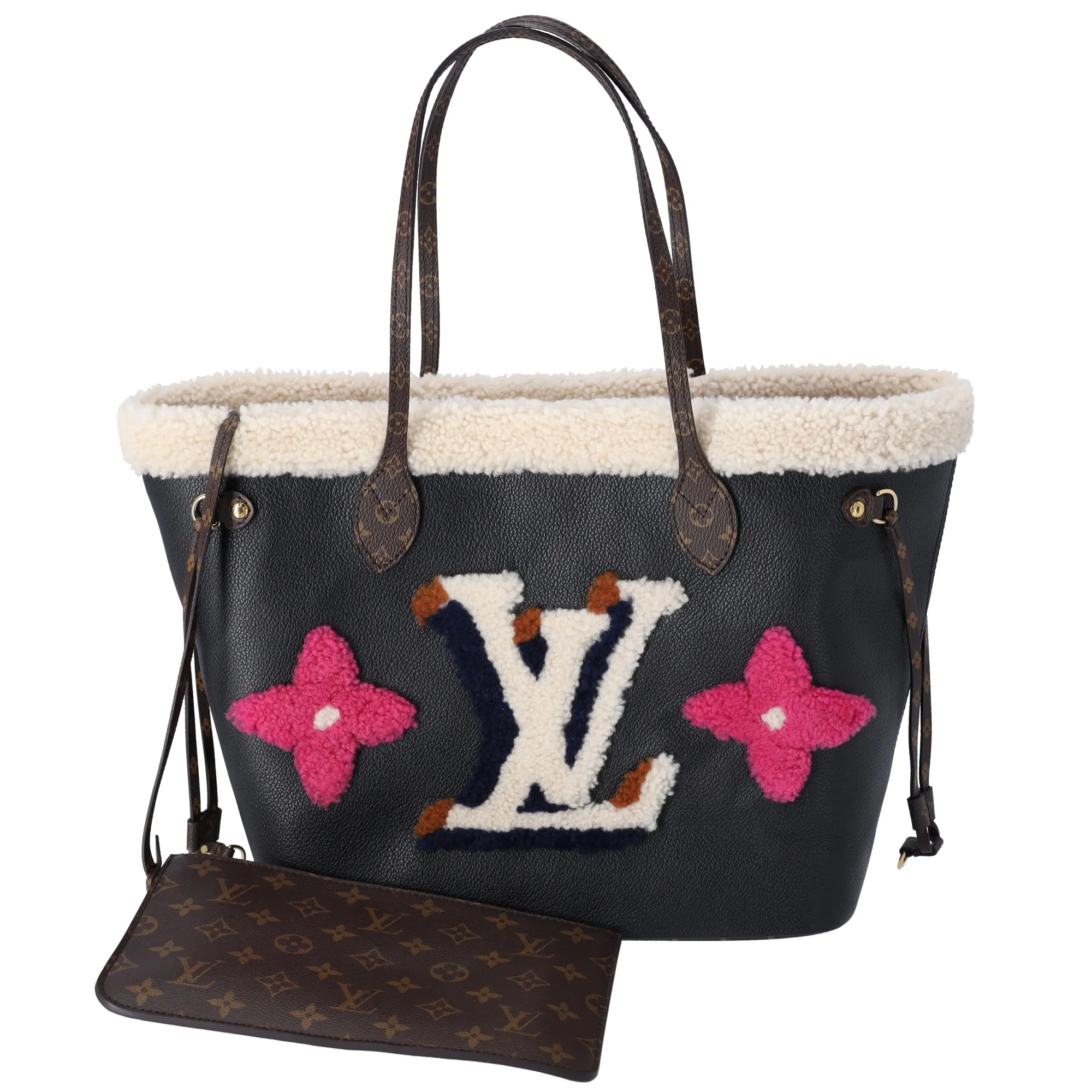 Louis Vuitton Neverfull MM Monogram Teddy Tote Bag M56960 Black Multi Leather sold by Gaby's Bags
