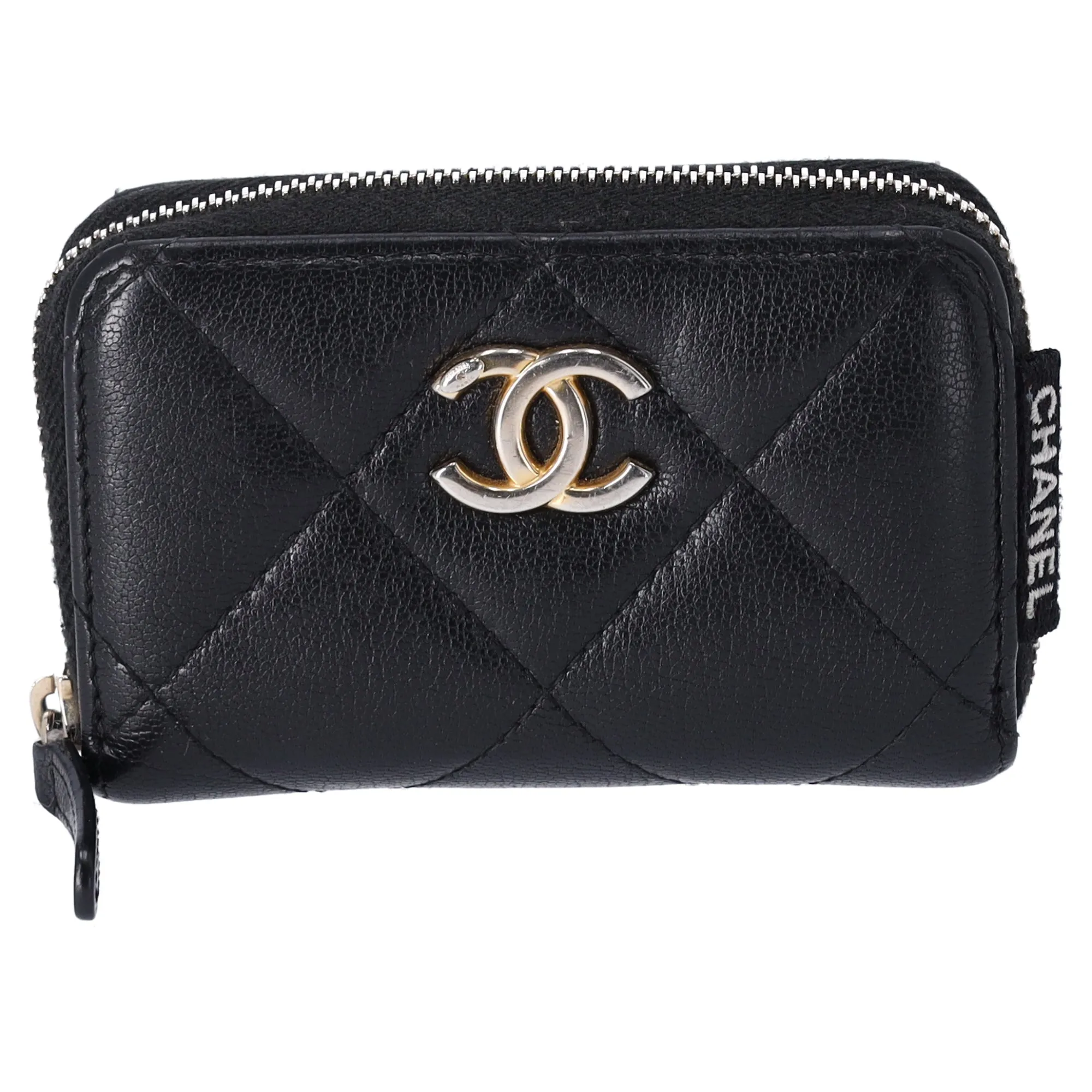 CHANEL Matelasse Coin Case Wallet Black Lambskin sold by Gaby's Bags