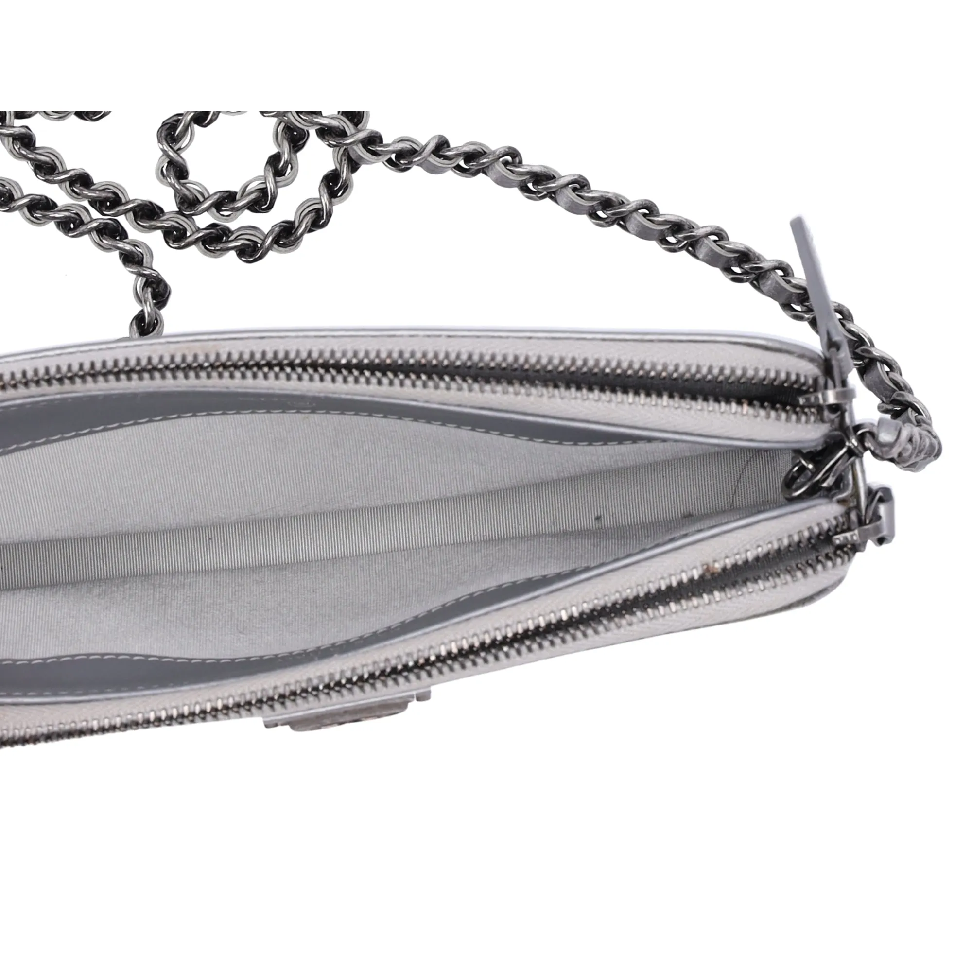 CHANEL Le Boy Matelasse Wallet on Chain Crossbody A84069 Silver Caviar sold by Gaby's Bags product image thumbnail 2