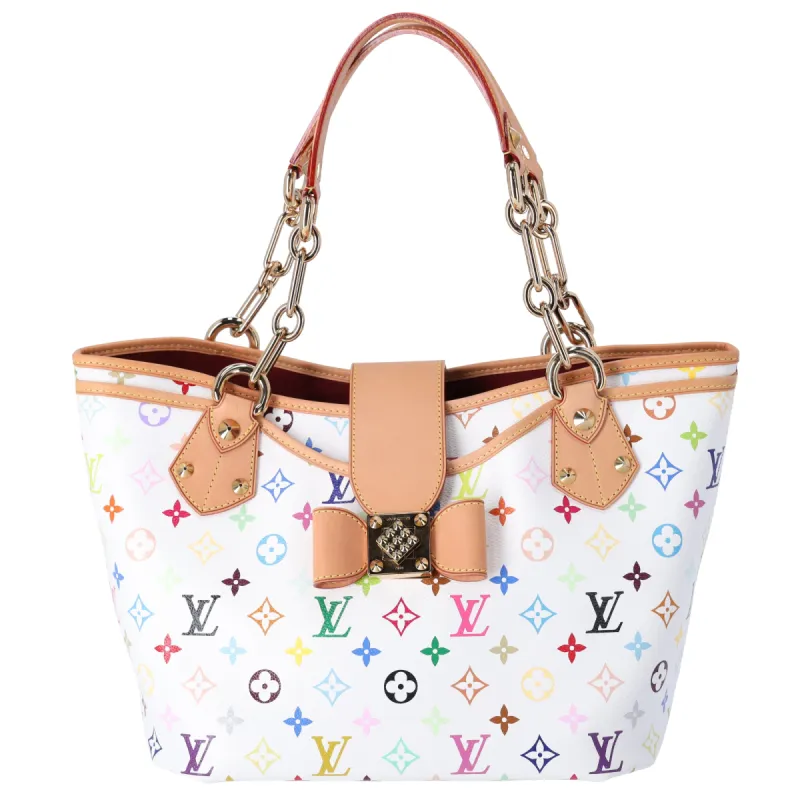 Louis Vuitton x takashi Murakami Annie GM Monogram Multicolor White Tote M40303 sold by Gaby's Bags