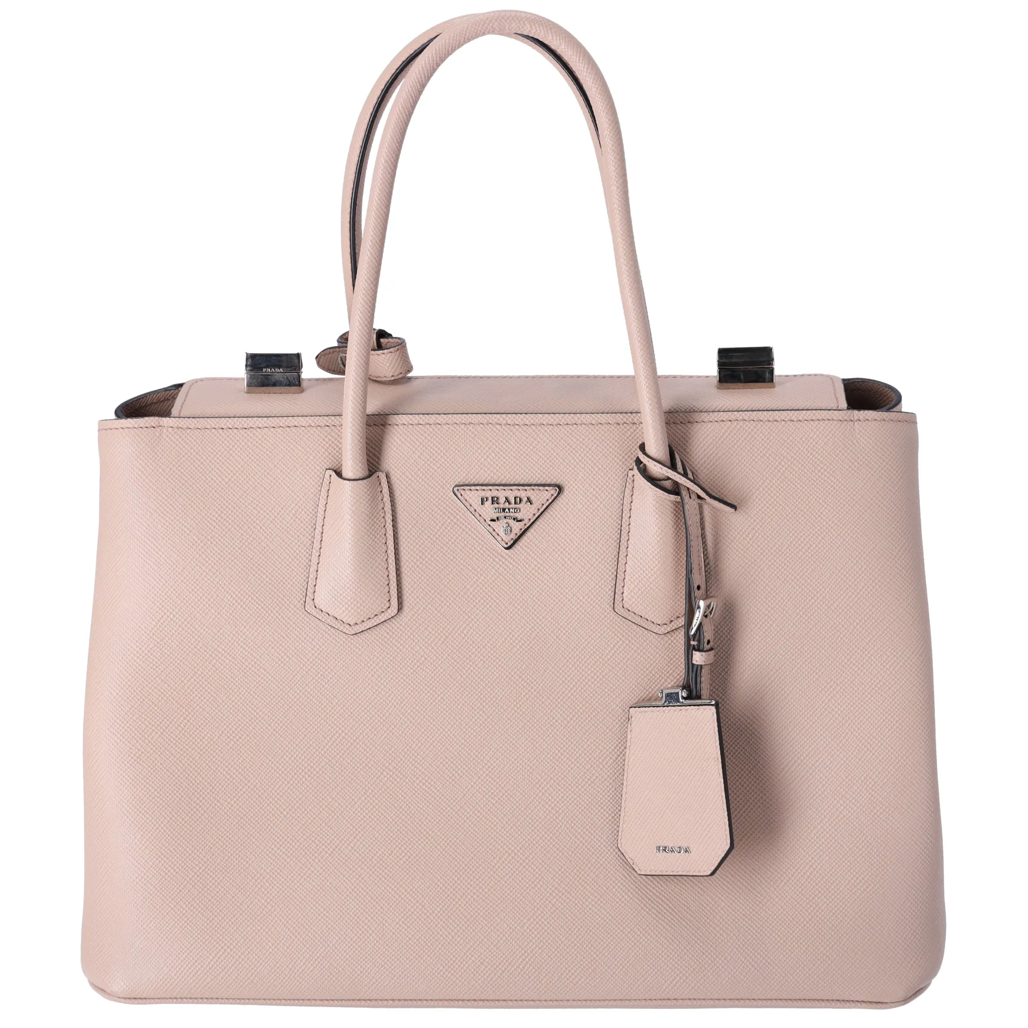 Prada Saffiano Leather Large Twin Pocket Tote Pink Beige sold by Gaby's Bags