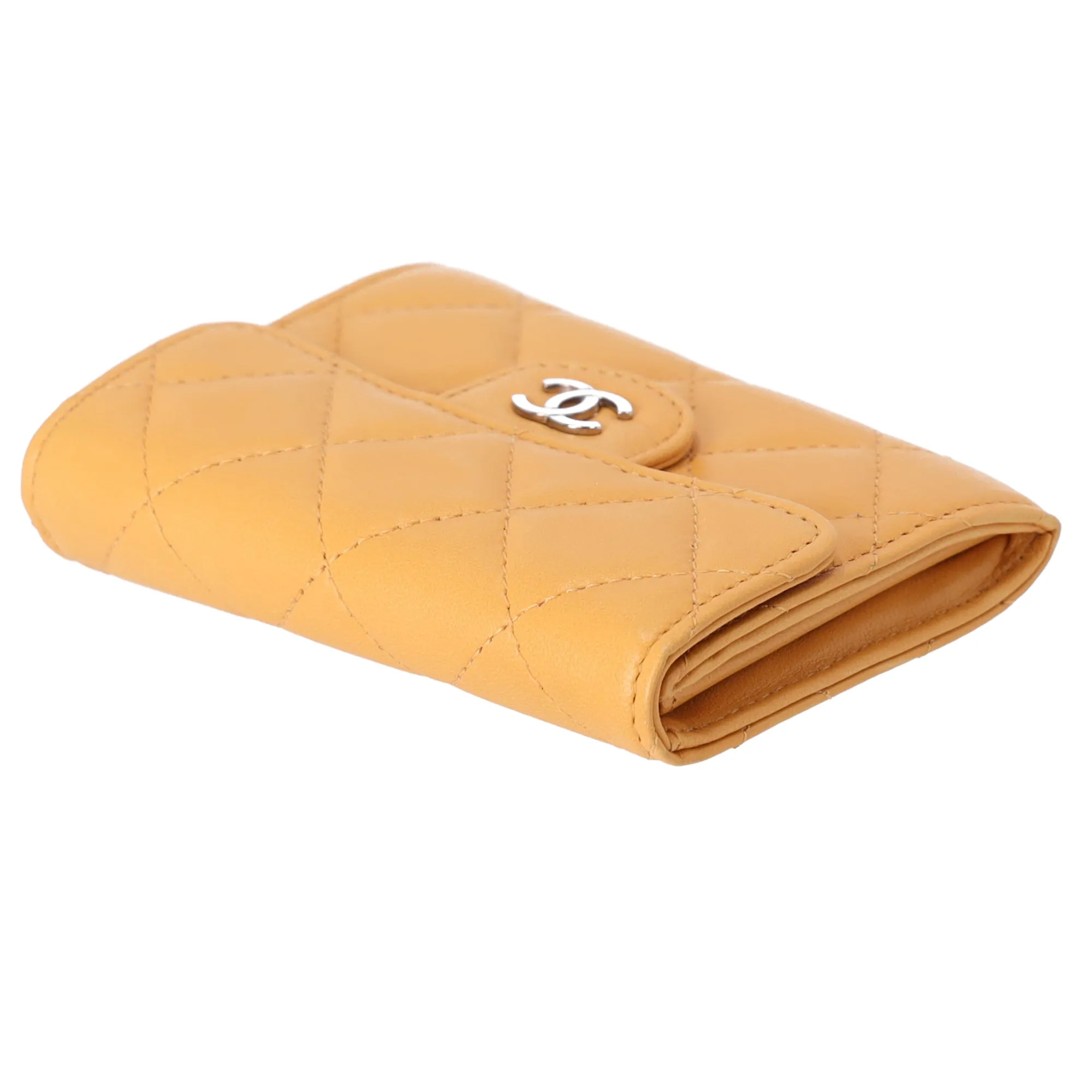 CHANEL Matelasse Business Card Holder Wallet Yellow Lambskin sold by Gaby's Bags product image thumbnail 4
