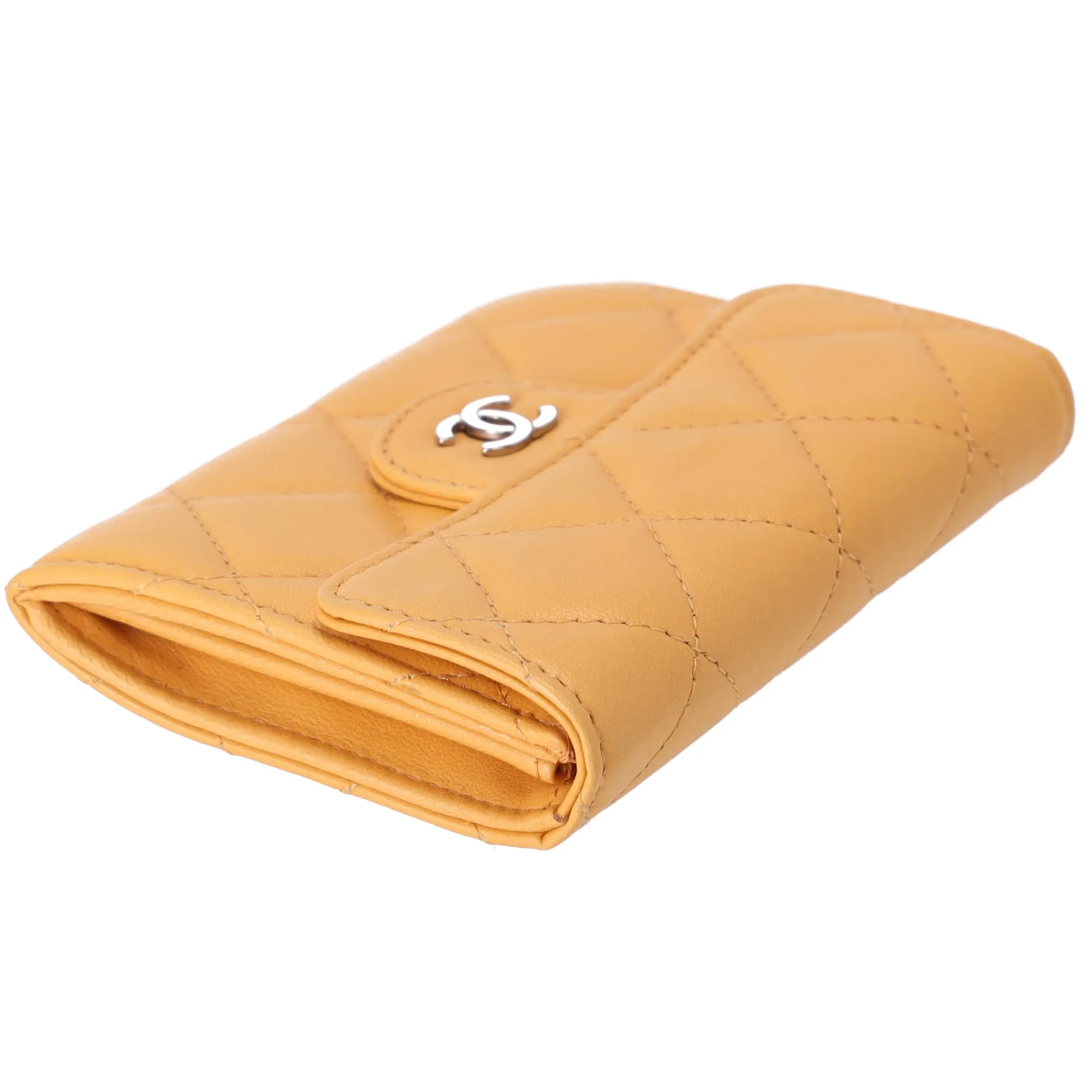 CHANEL Matelasse Business Card Holder Wallet Yellow Lambskin sold by Gaby's Bags product image thumbnail 5