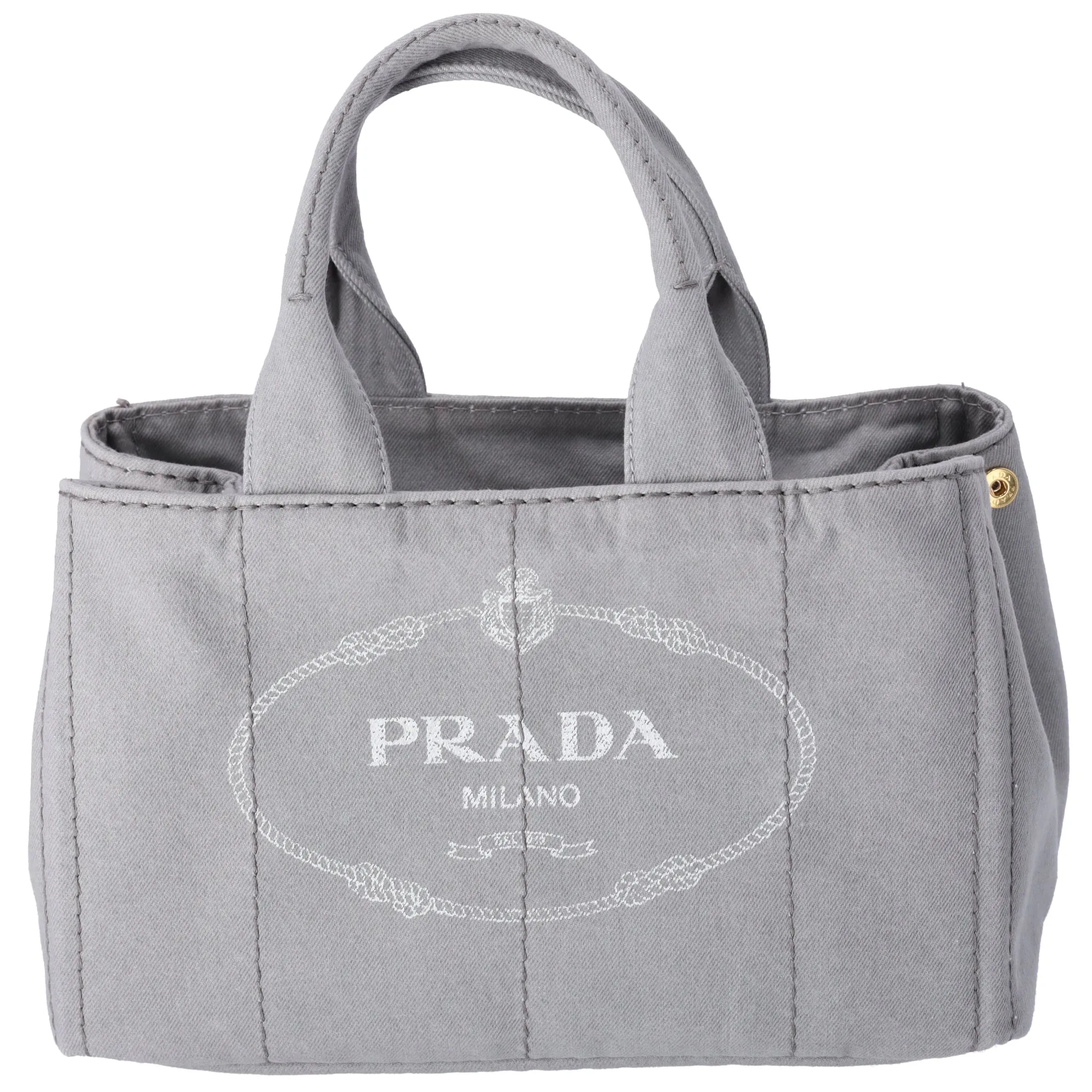 PRADA Canapa Large Tote Bag B1877B Gray Canvas Denim Shoulder Bag sold by Gaby's Bags