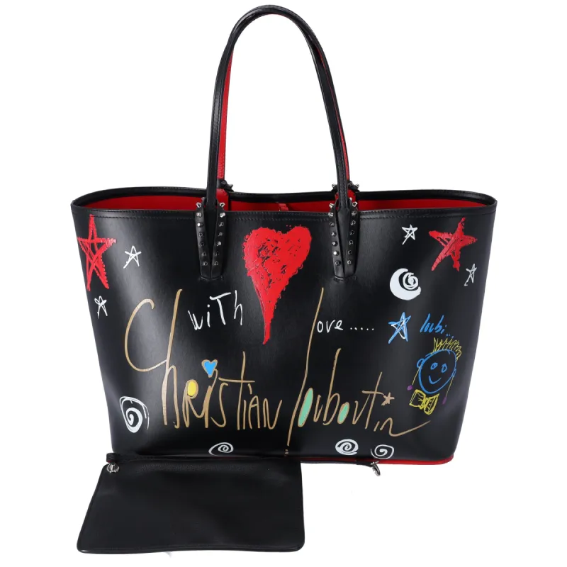Christian Louboutin Cabata Tote Bag Black Red Multi Leather + Pouch sold by Gaby's Bags
