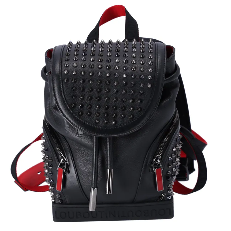 Christian Louboutin Explorer Funk Small Backpack 3215038 Black Red Calf Leather sold by Gaby's Bags