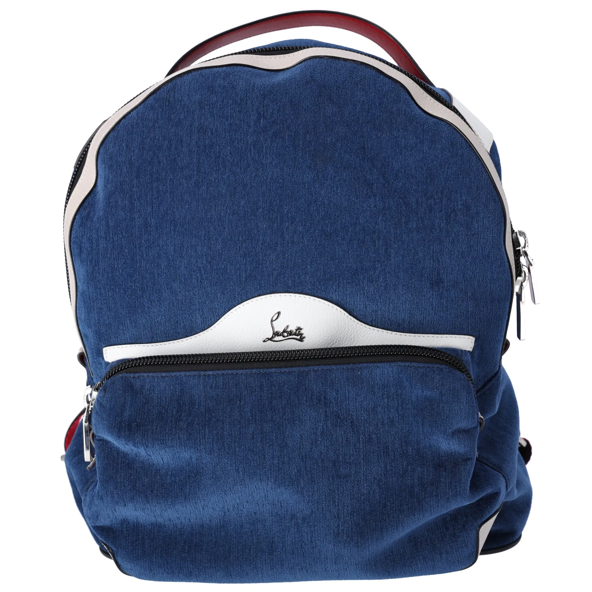 Christian Louboutin Buckle Ruby Backpack 1195319 Navy White Multi Velour sold by Gaby's Bags
