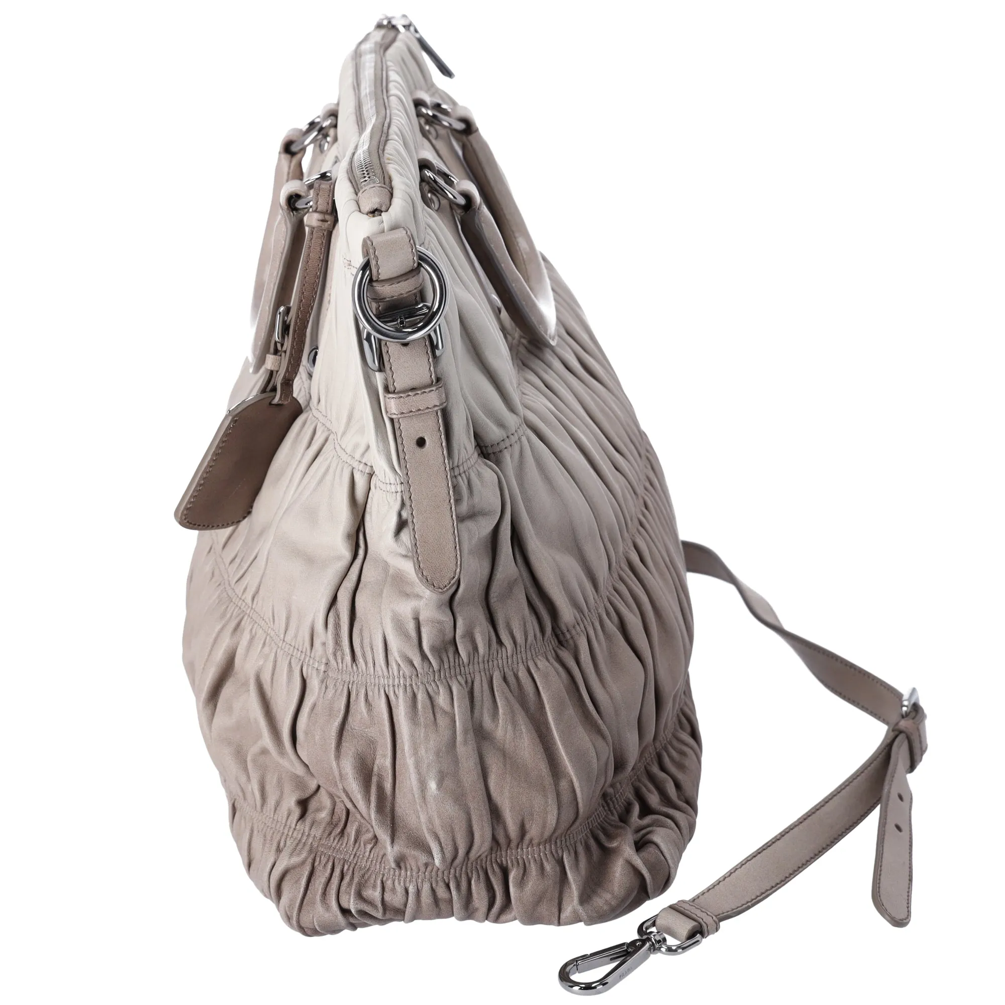 Prada Nappa Gaufre Tote BN1935 Light gray Dark Gray Leather sold by Gaby's Bags product image thumbnail 3