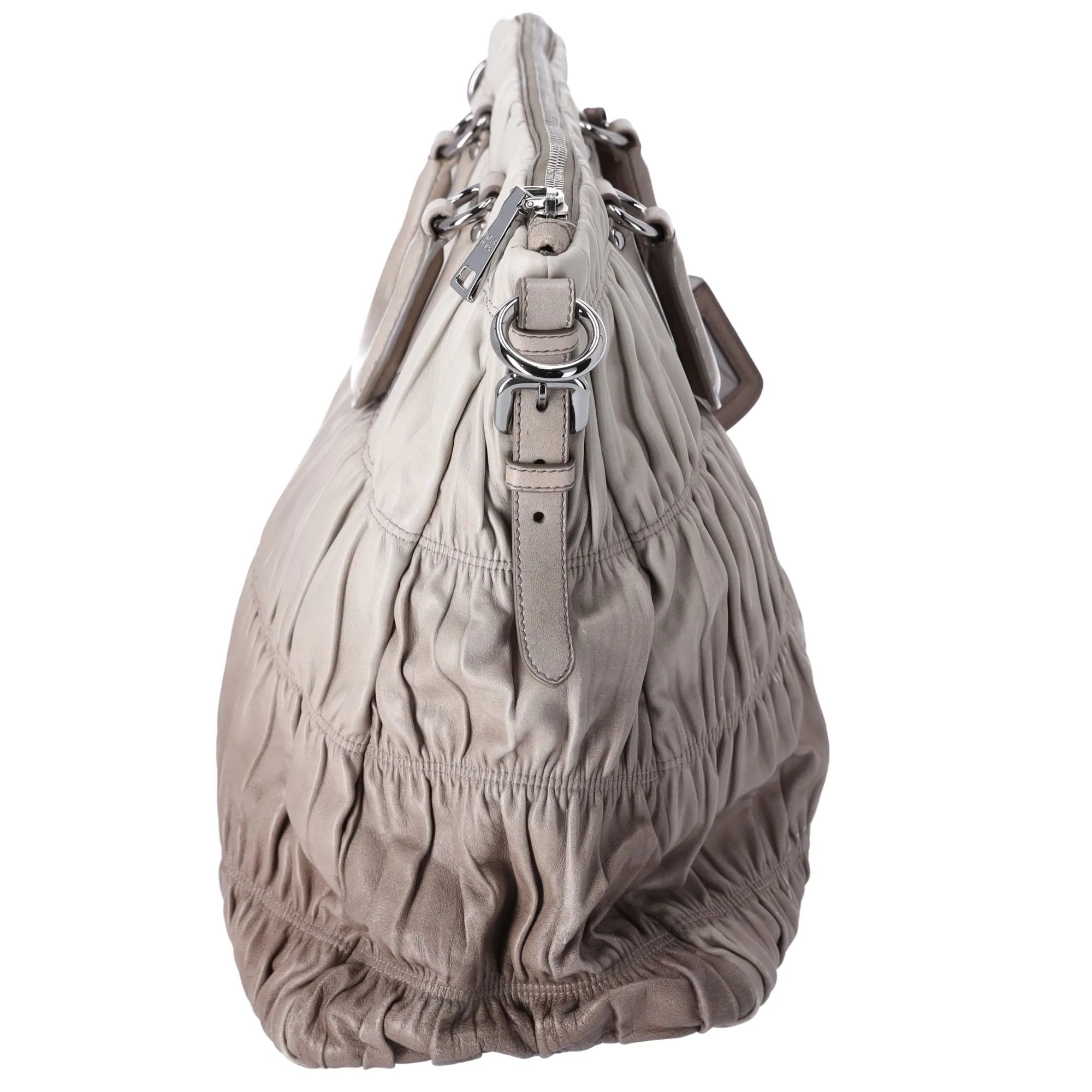 Prada Nappa Gaufre Tote BN1935 Light gray Dark Gray Leather sold by Gaby's Bags product image thumbnail 5