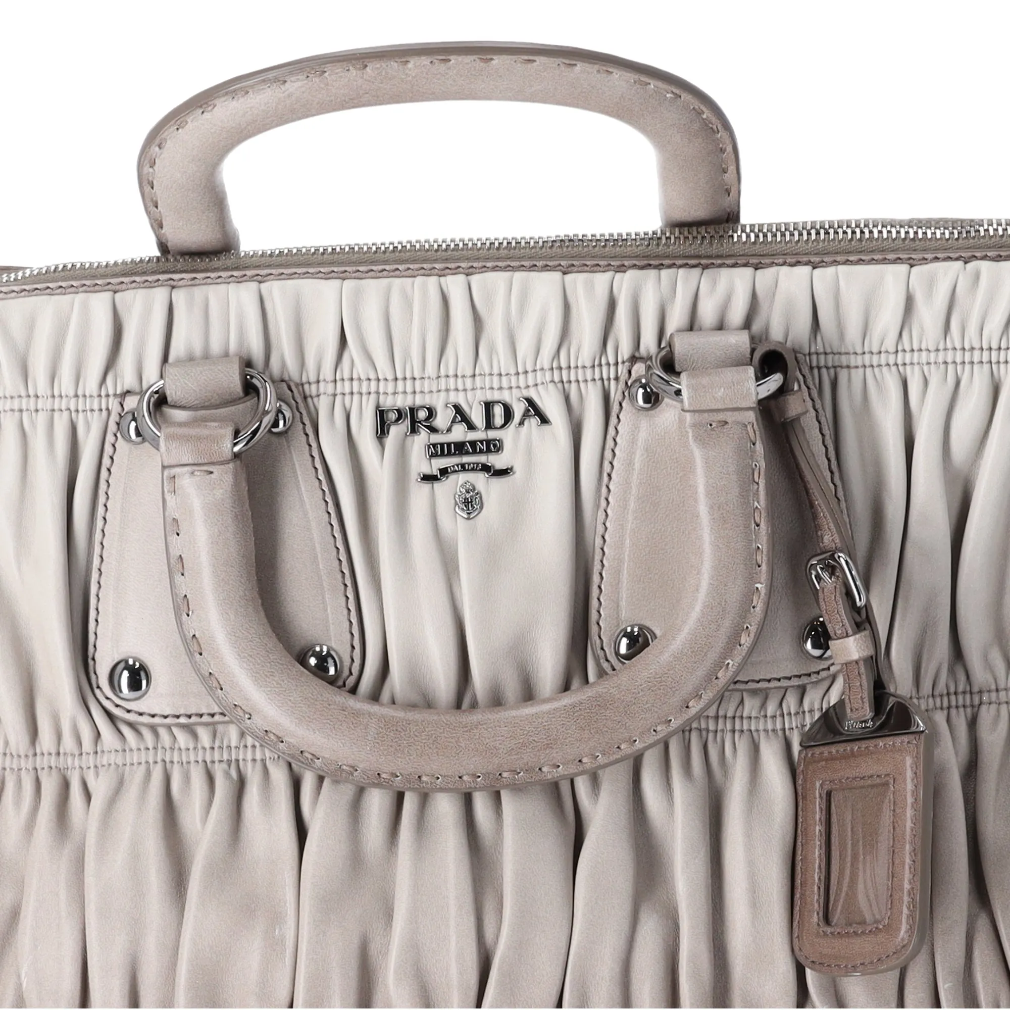 Prada Nappa Gaufre Tote BN1935 Light gray Dark Gray Leather sold by Gaby's Bags product image thumbnail 2