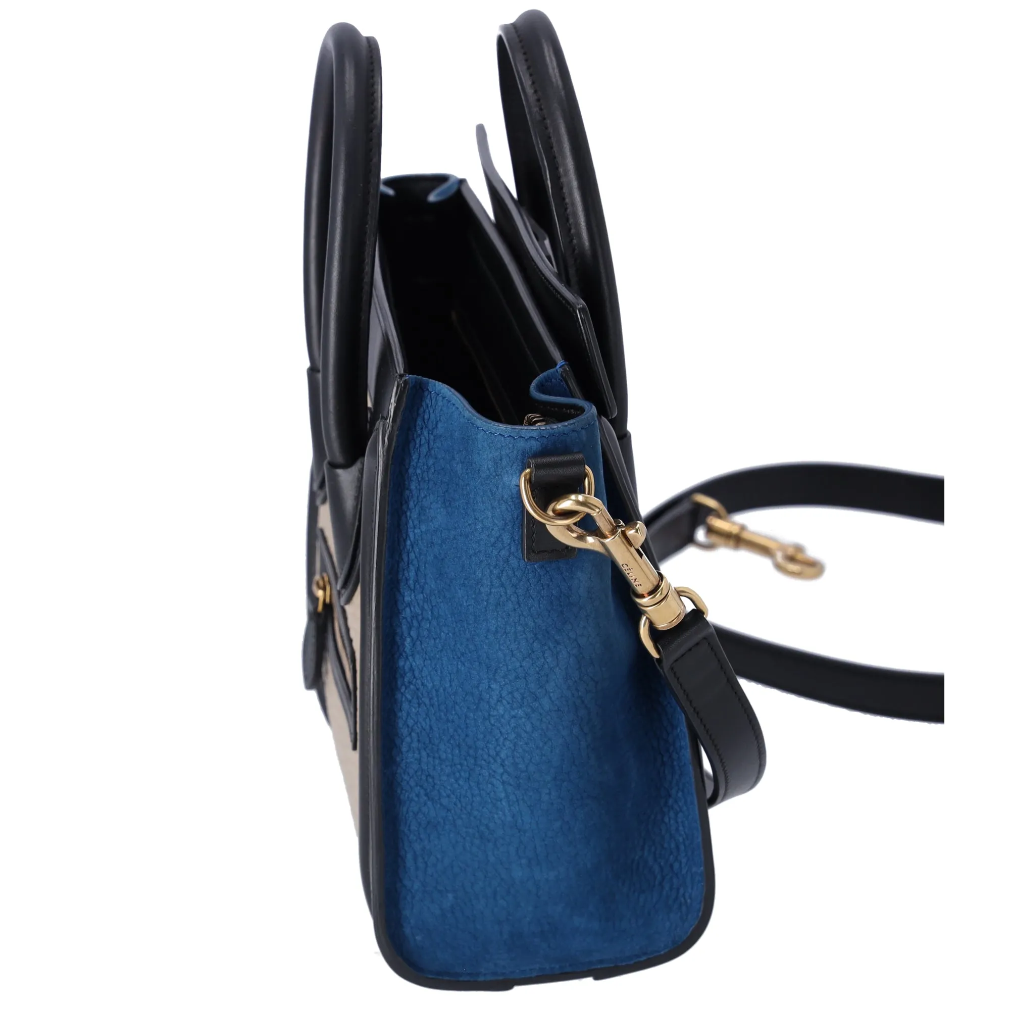 CELINE Luggage Nano Shopper Handbag Gray Beige Black Blue Leather sold by Gaby's Bags product image thumbnail 4