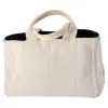 PRADA Canapa Tote Bag B1877E Cream Black Flowers Canvas sold by Gaby's Bags