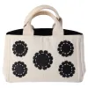 PRADA Canapa Tote Bag B1877E Cream Black Flowers Canvas sold by Gaby's Bags