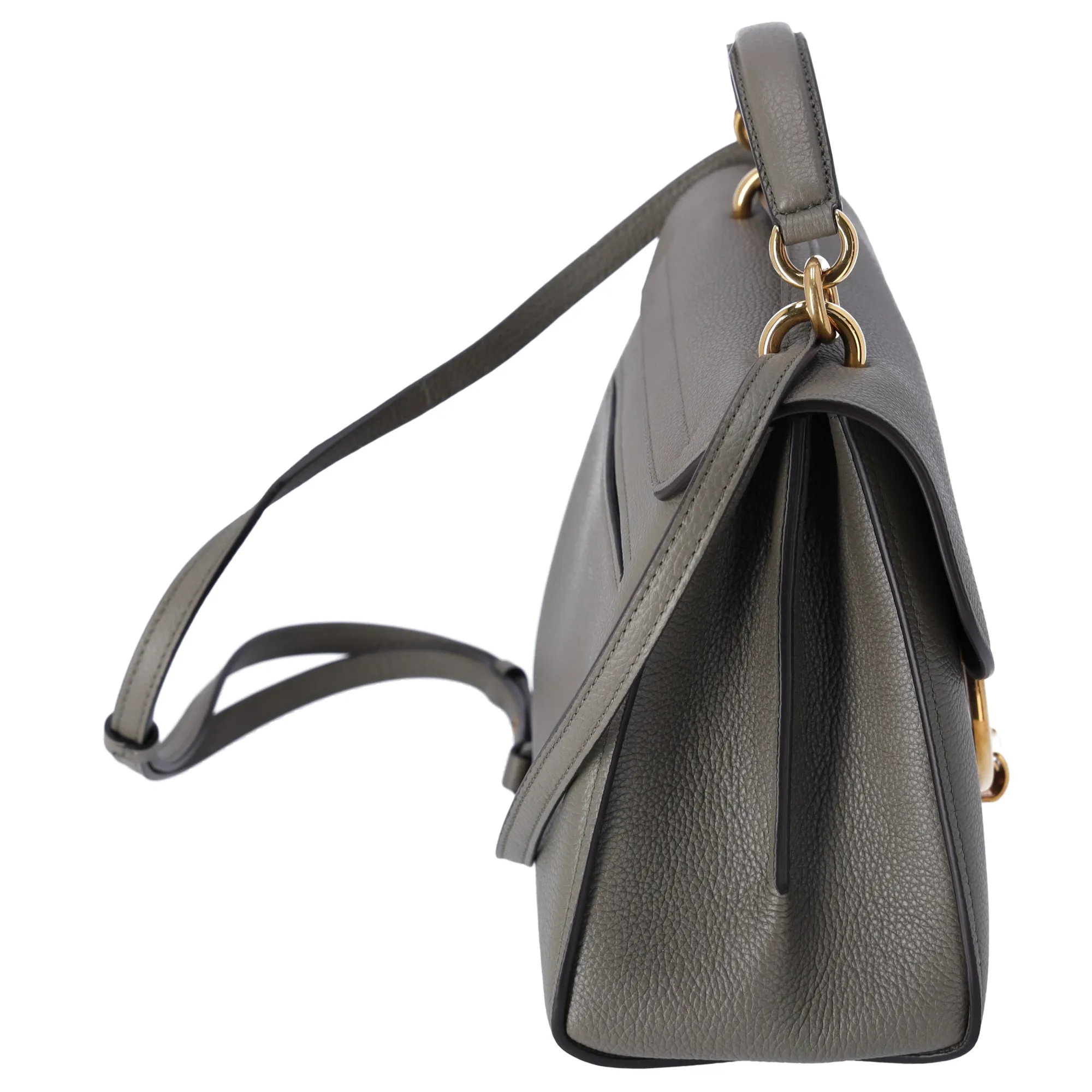 Salvatore Ferragamo Gancini Handbag Shoulder Bag GG-21H493 Gray Pebbled Leather sold by Gaby's Bags product image thumbnail 3