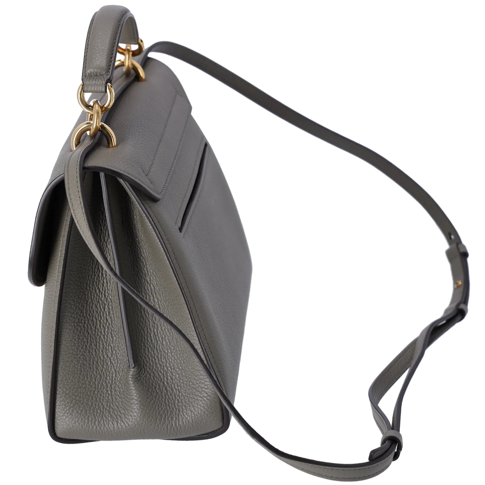Salvatore Ferragamo Gancini Handbag Shoulder Bag GG-21H493 Gray Pebbled Leather sold by Gaby's Bags product image thumbnail 5