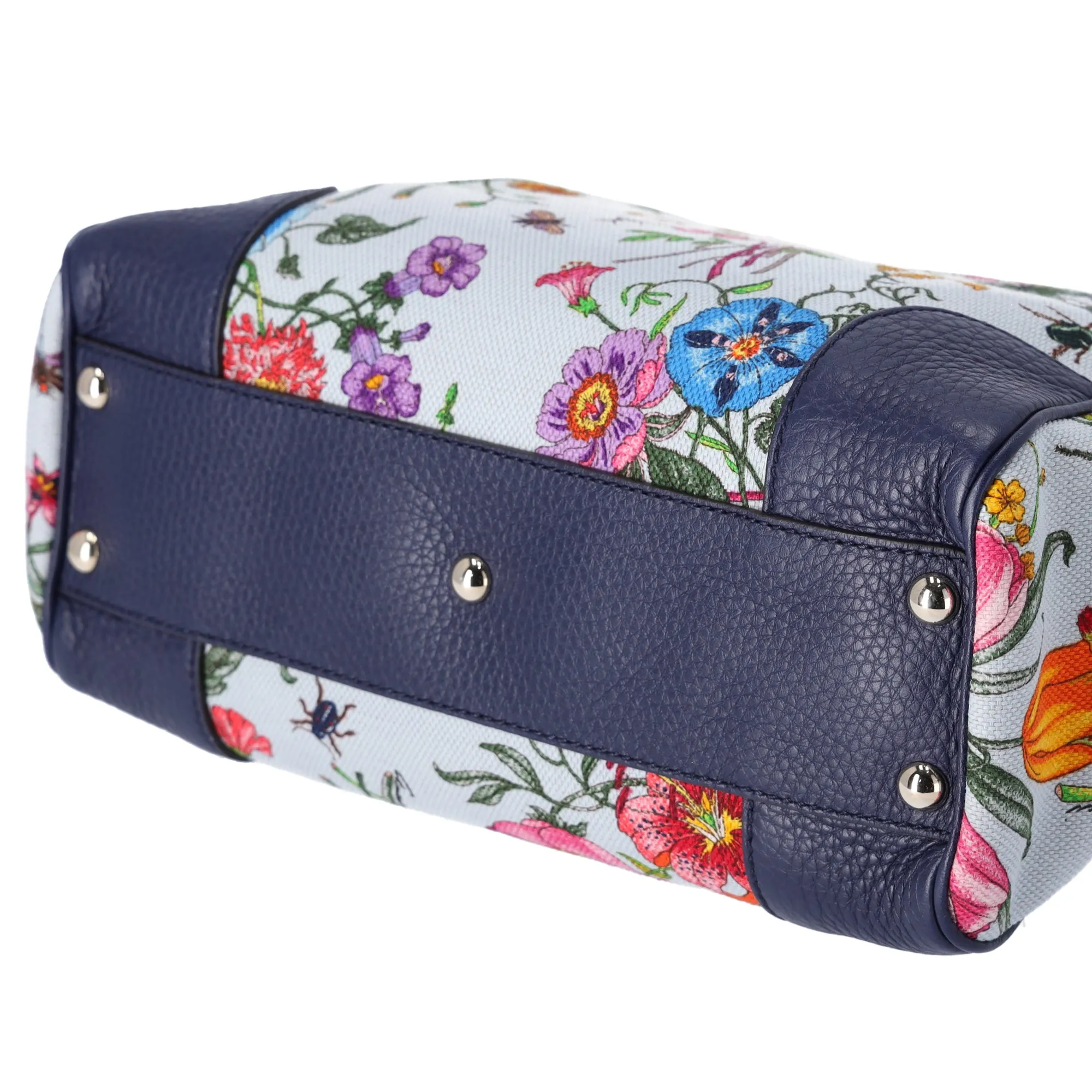 GUCCI Bamboo Tote Bag 336032 Floral Print Light Blue Multi Canvas Leather sold by Gaby's Bags product image thumbnail 5