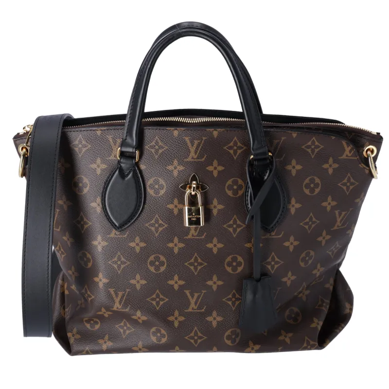 Louis Vuitton Flower Tote MM Monogram Shoulder Bag M44347 Black Brown sold by Gaby's Bags