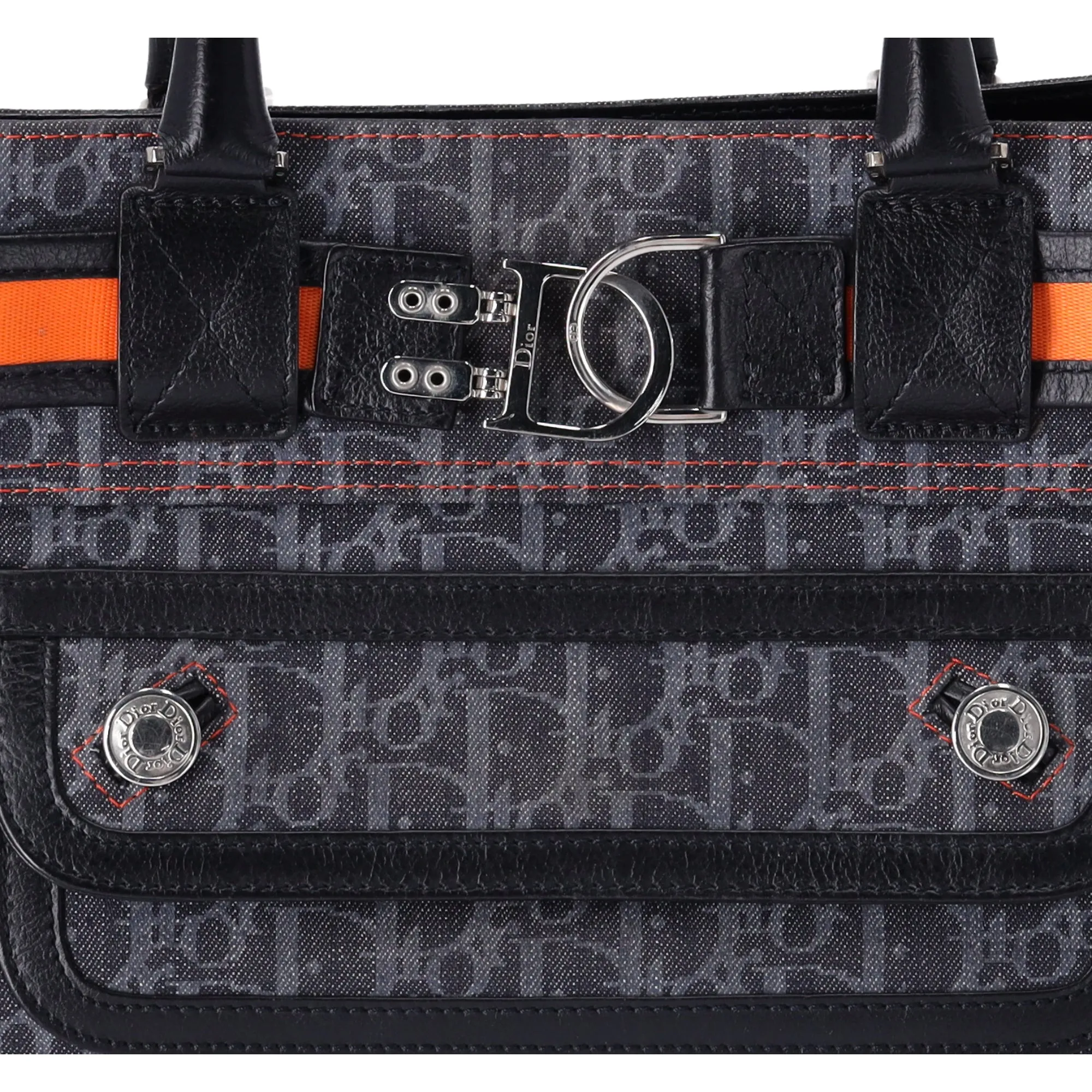 Christian Dior Flight Handbag Dark Gray Orange Multi Denim Leather sold by Gaby's Bags product image thumbnail 2