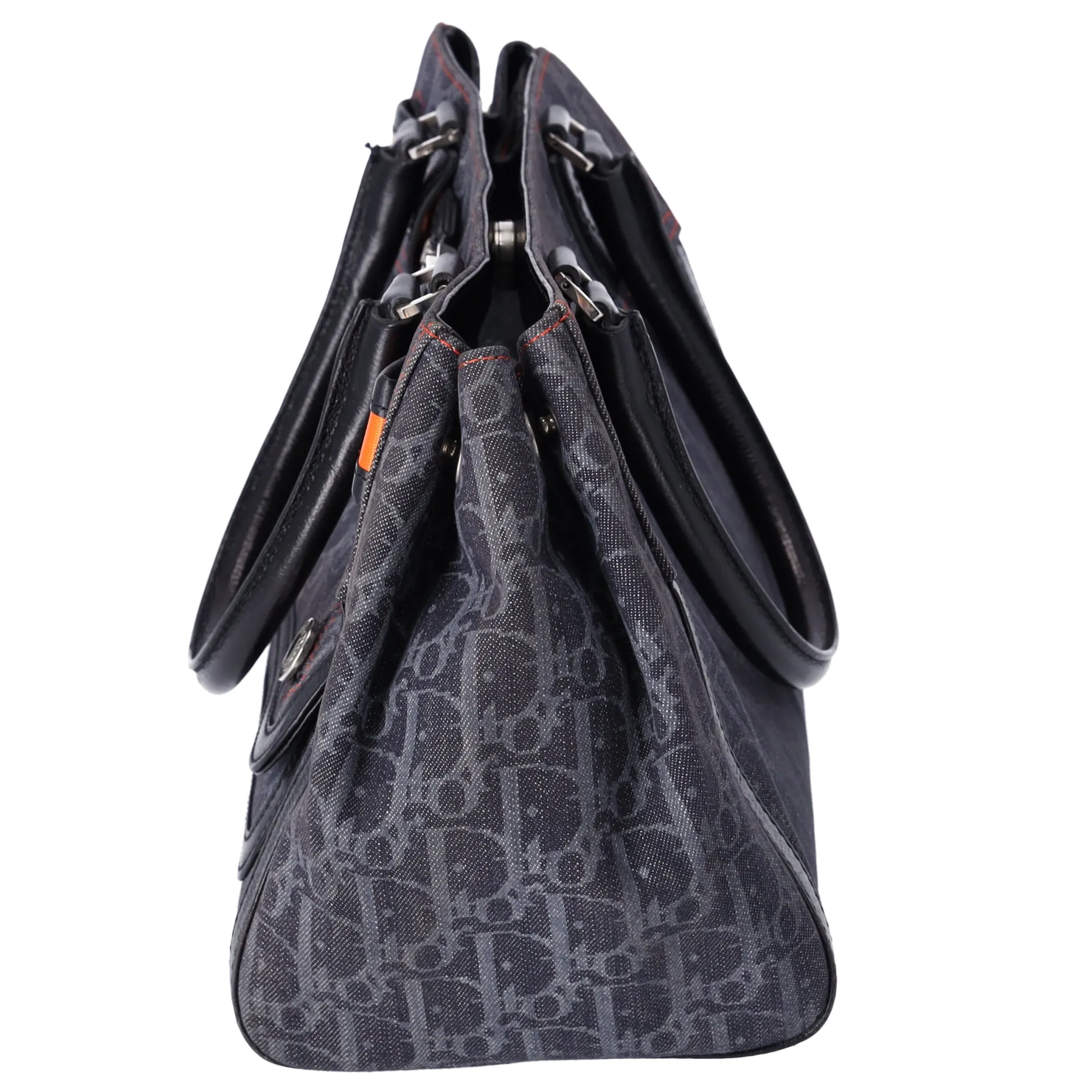 Christian Dior Flight Handbag Dark Gray Orange Multi Denim Leather sold by Gaby's Bags product image thumbnail 3