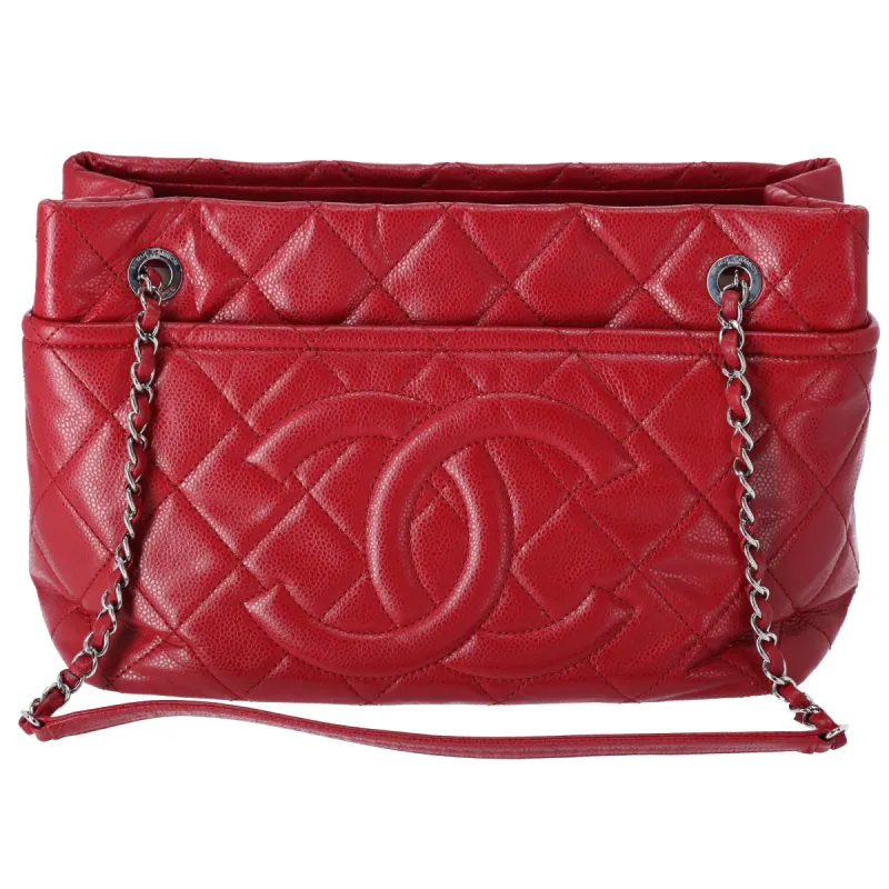 Chanel Classic Caviar Quilted Timeless CC Soft Tote Red sold by Gaby's Bags
