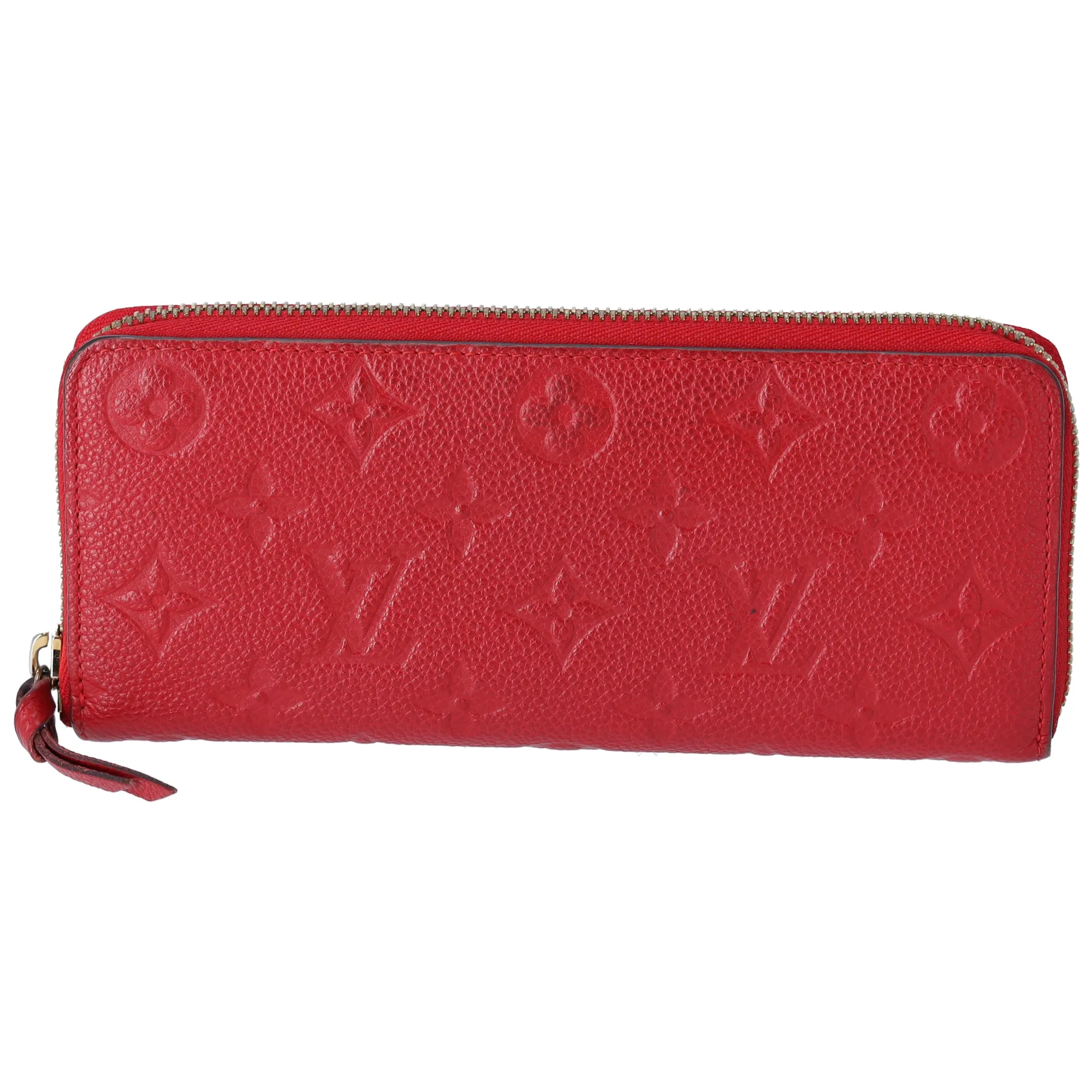 Louis Vuitton Clemence Zippy Wallet Empreinte Monogram Cerise Red Leather sold by Gaby's Bags