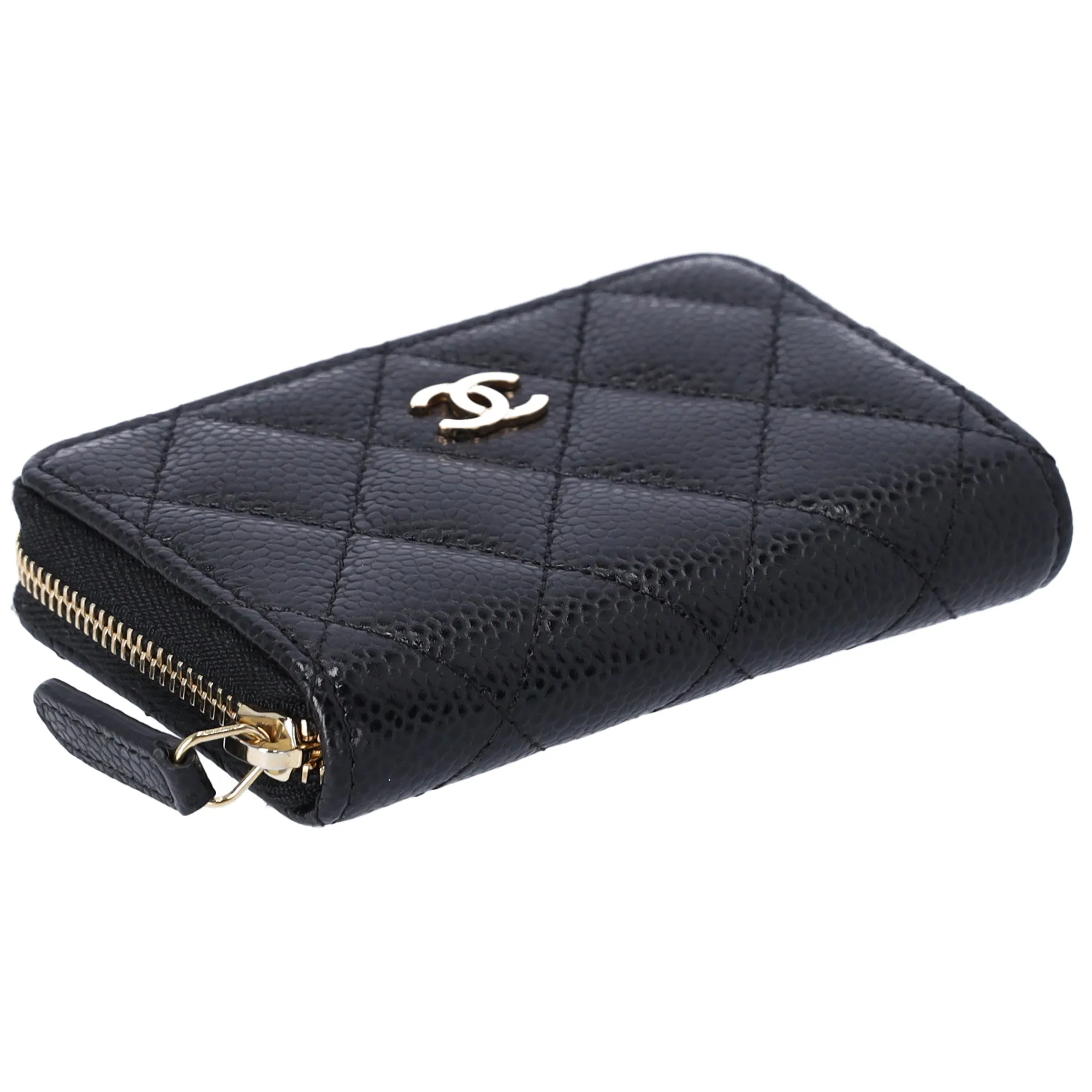 CHANEL Matelasse Coin Case Wallet Black Gold Caviar Leather sold by Gaby's Bags product image thumbnail 5
