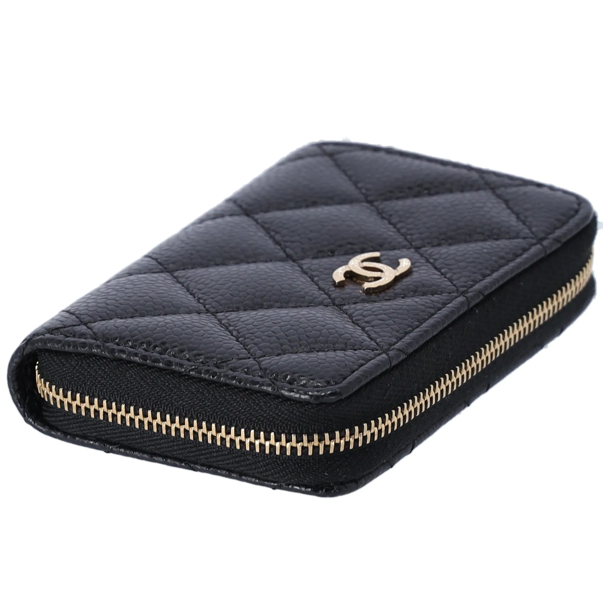 CHANEL Matelasse Coin Case Wallet Black Gold Caviar Leather sold by Gaby's Bags product image thumbnail 3