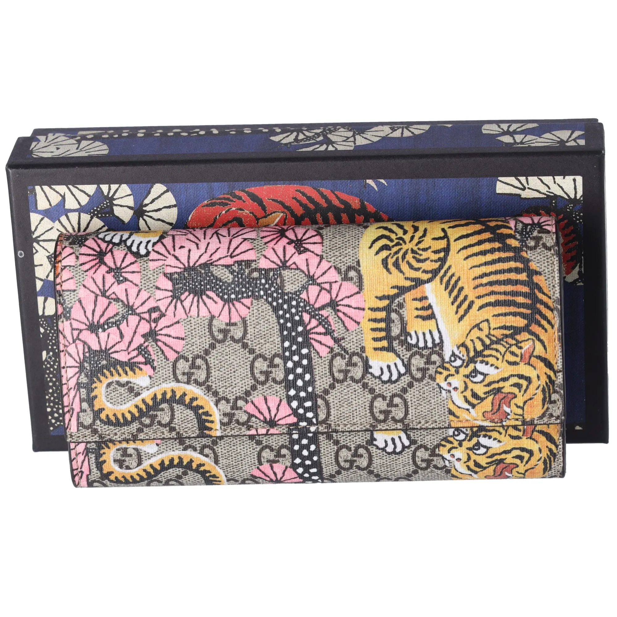 Gucci GG Supreme Monogram Bengal Flap Envelope Wallet Beige Pink sold by Gaby's Bags