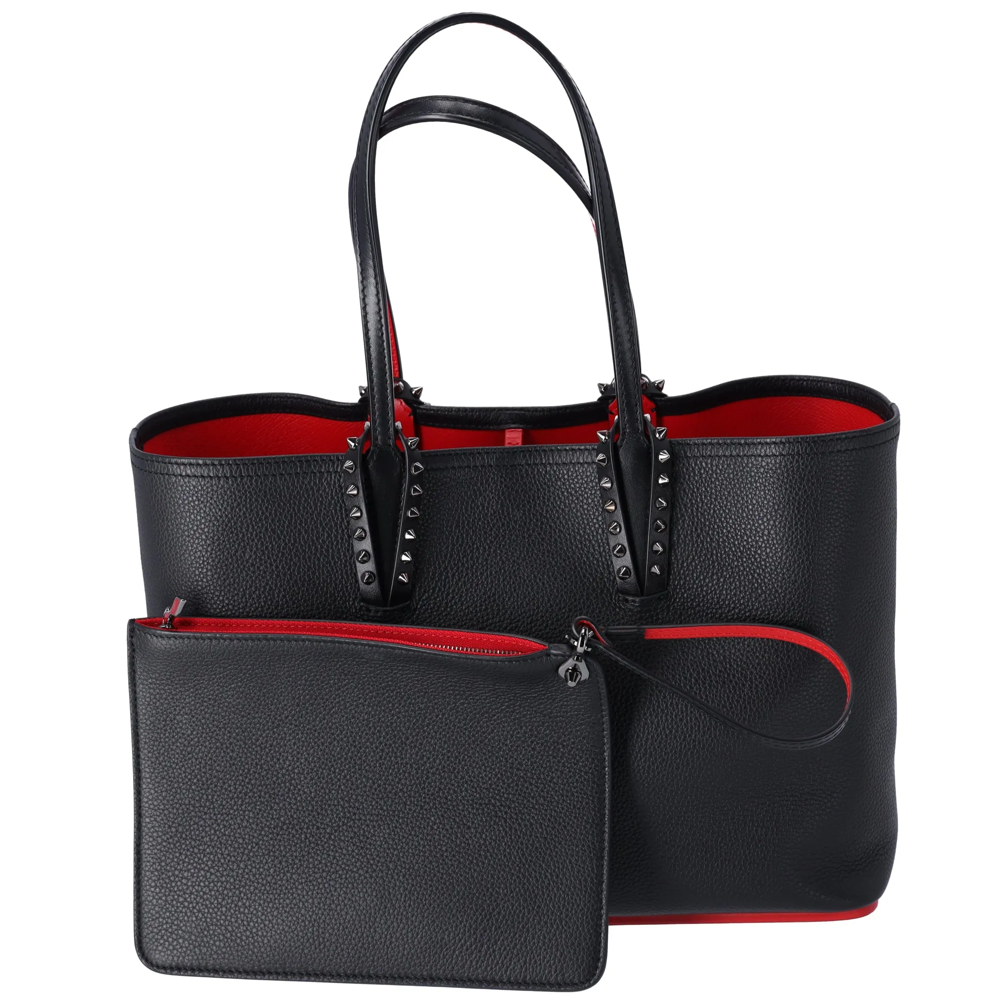 Christian Louboutin Cabata East West Tote Bag Black Red Leather + Pouch sold by Gaby's Bags