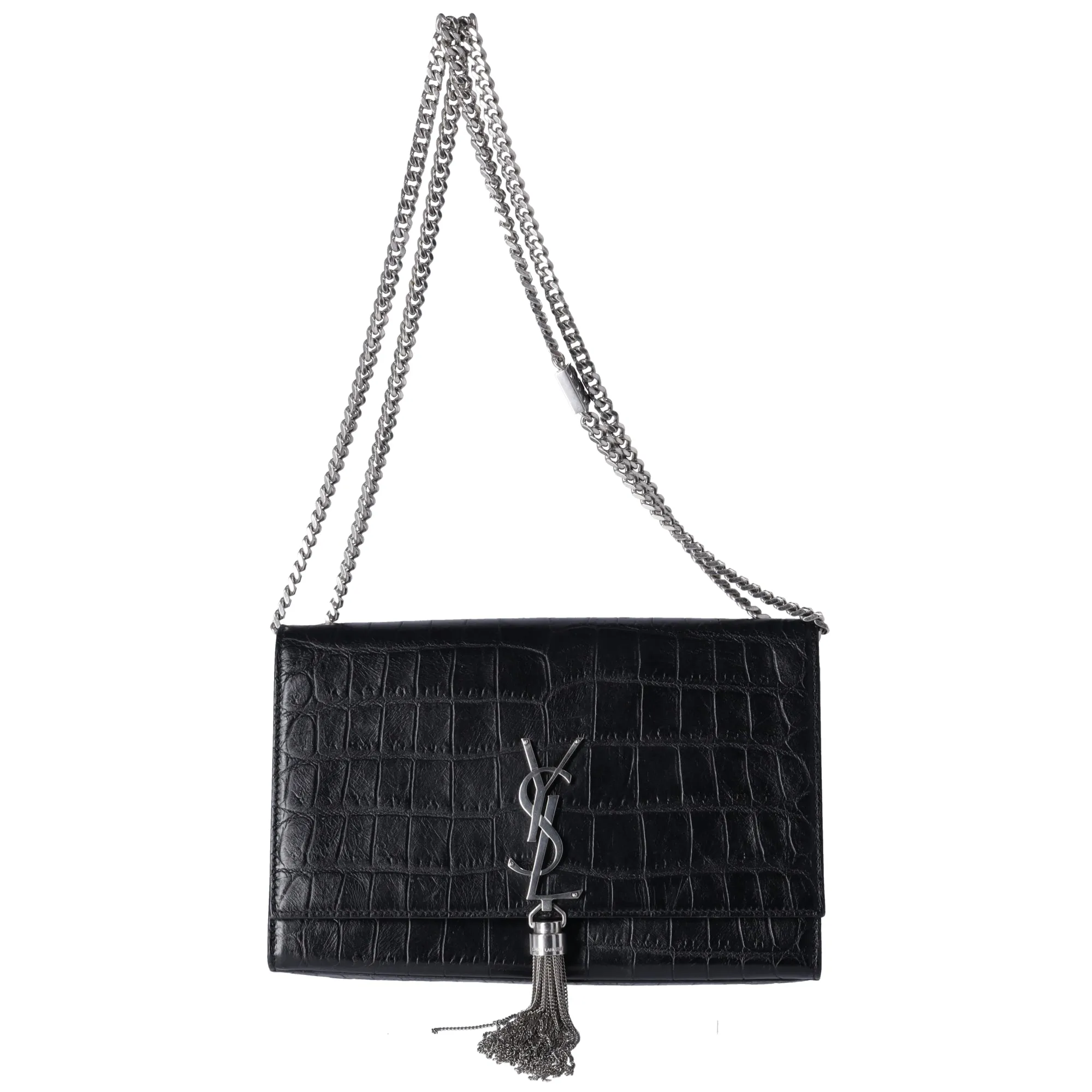 Saint Laurent Kate Medium Shoulder Bag 354119 Black Embossed Leather Tassel sold by Gaby's Bags