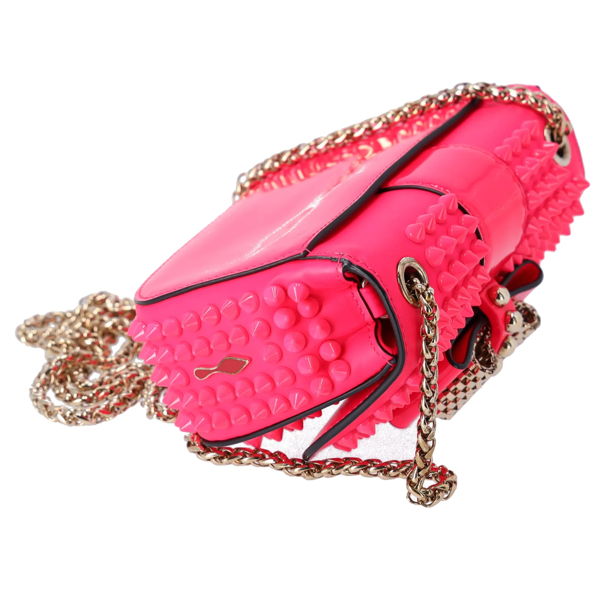 Christian Louboutin Sweet Charity Spike Calfskin Shoulder Bag Hot Pink sold by Gaby's Bags product image thumbnail 4