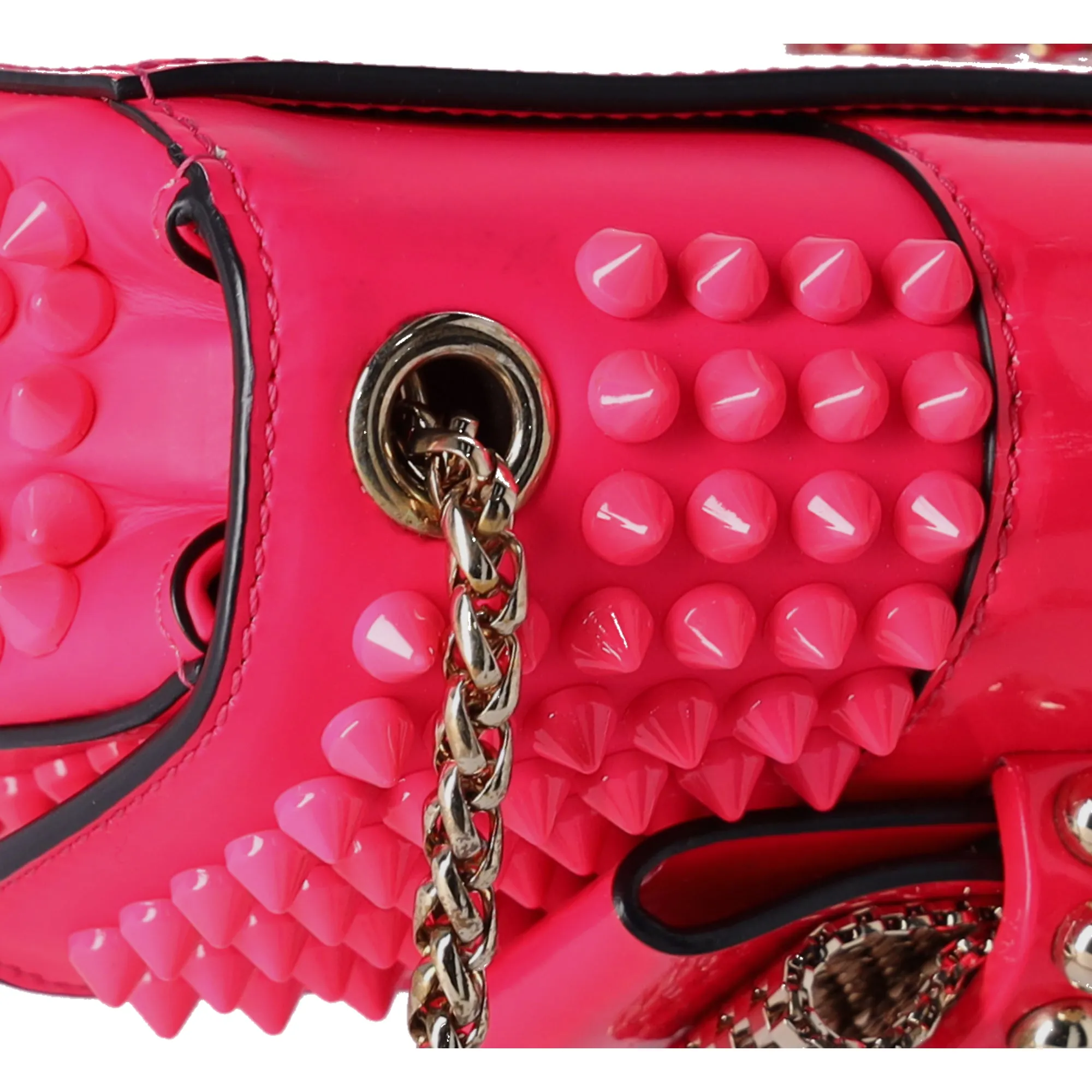 Christian Louboutin Sweet Charity Spike Calfskin Shoulder Bag Hot Pink sold by Gaby's Bags product image thumbnail 5