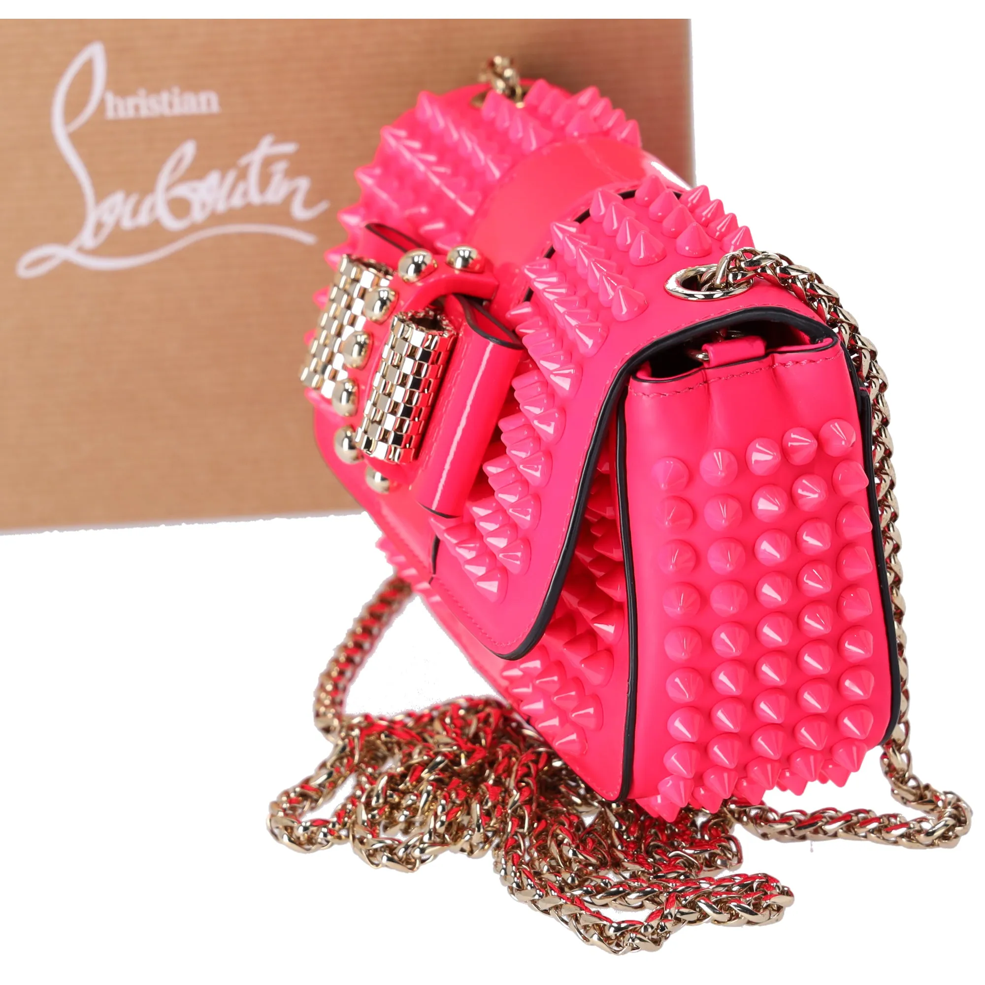 Christian Louboutin Sweet Charity Spike Calfskin Shoulder Bag Hot Pink sold by Gaby's Bags product image thumbnail 2
