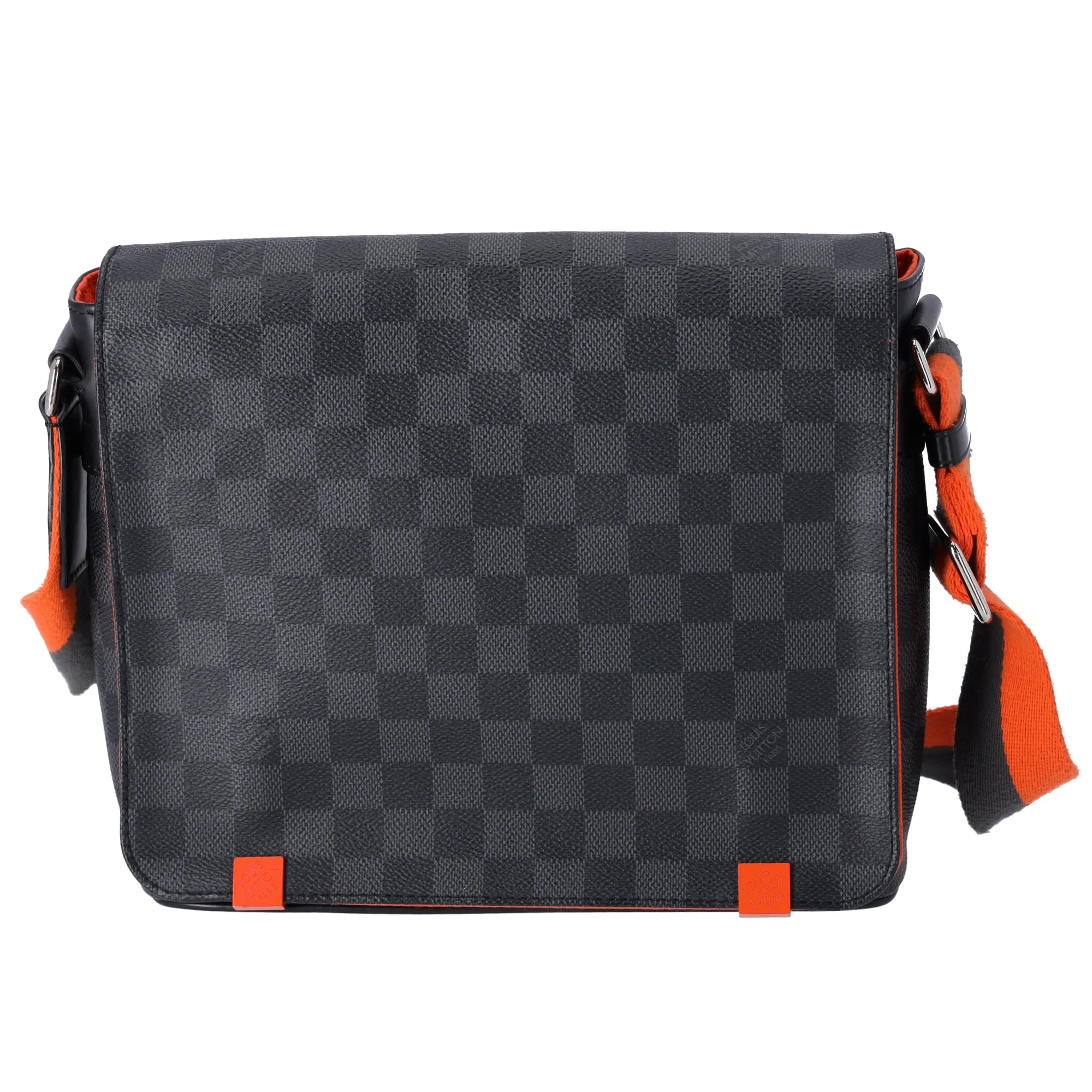 Louis Vuitton District PM NM Shoulder Bag N42405 Damier Graphite Black Orange sold by Gaby's Bags