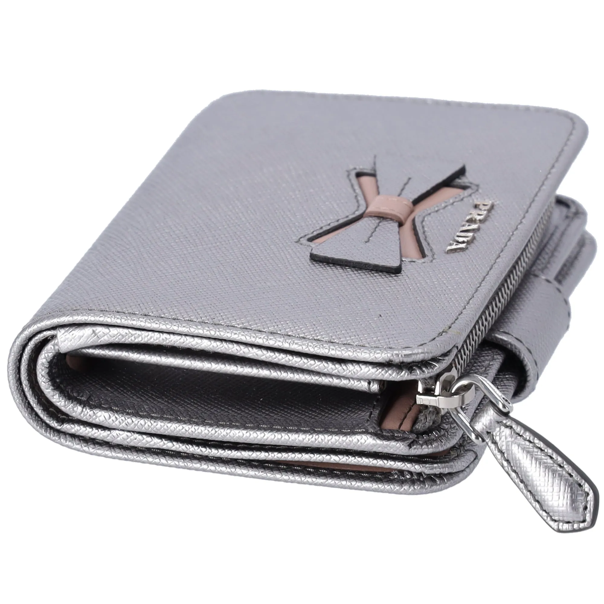 PRADA Bifold Wallet 1ML018 Silver Pink Bow Saffiano Leather sold by Gaby's Bags product image thumbnail 4