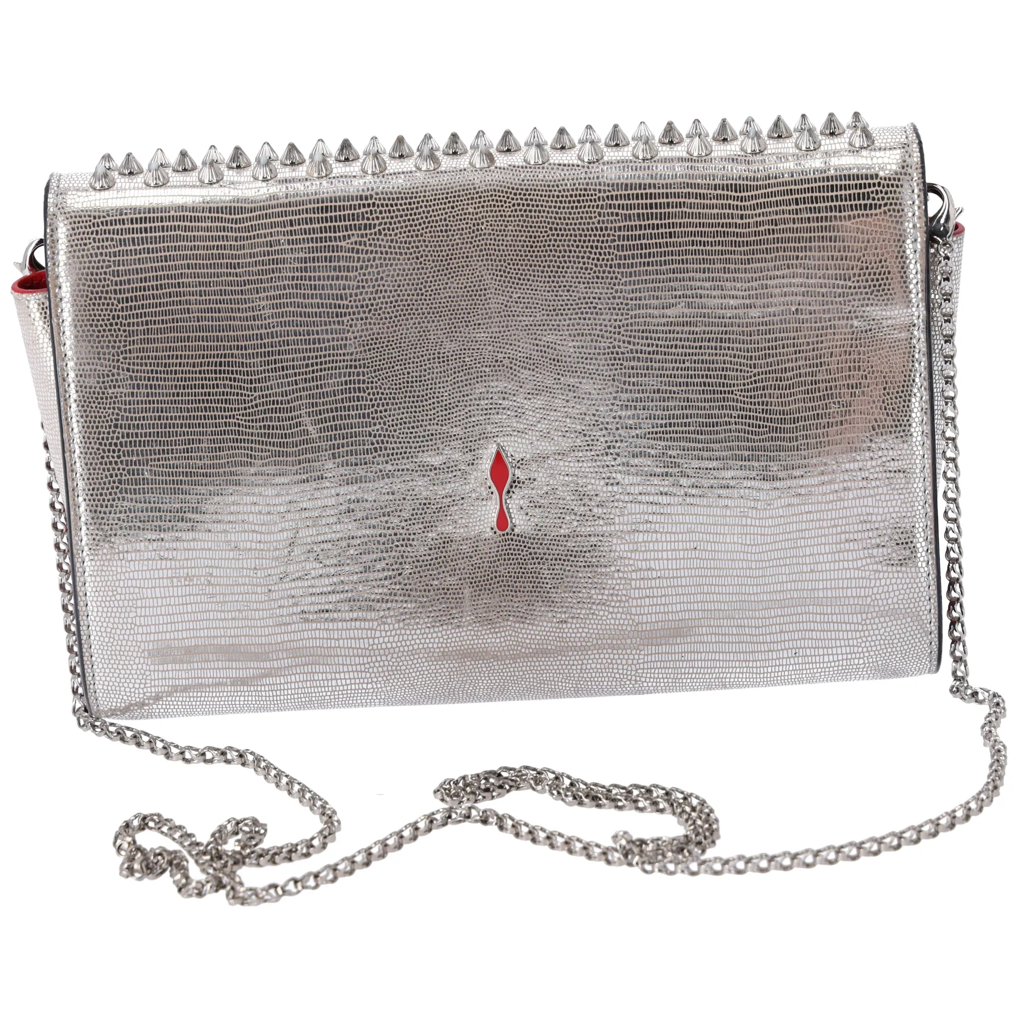 Christian Louboutin Paloma Clutch Chain Crossbody Bag Silver Leather Studded sold by Gaby's Bags product image thumbnail 3