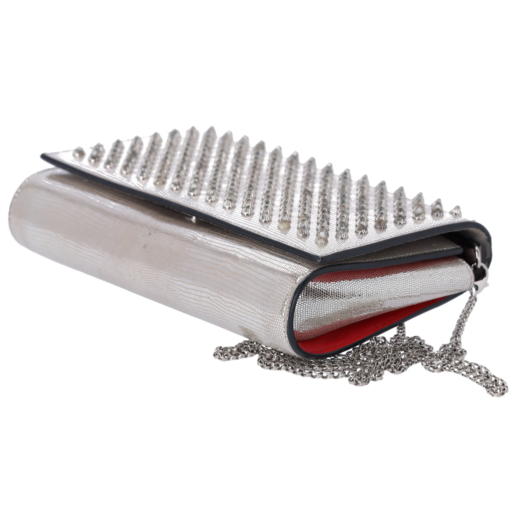 Christian Louboutin Paloma Clutch Chain Crossbody Bag Silver Leather Studded sold by Gaby's Bags product image thumbnail 4