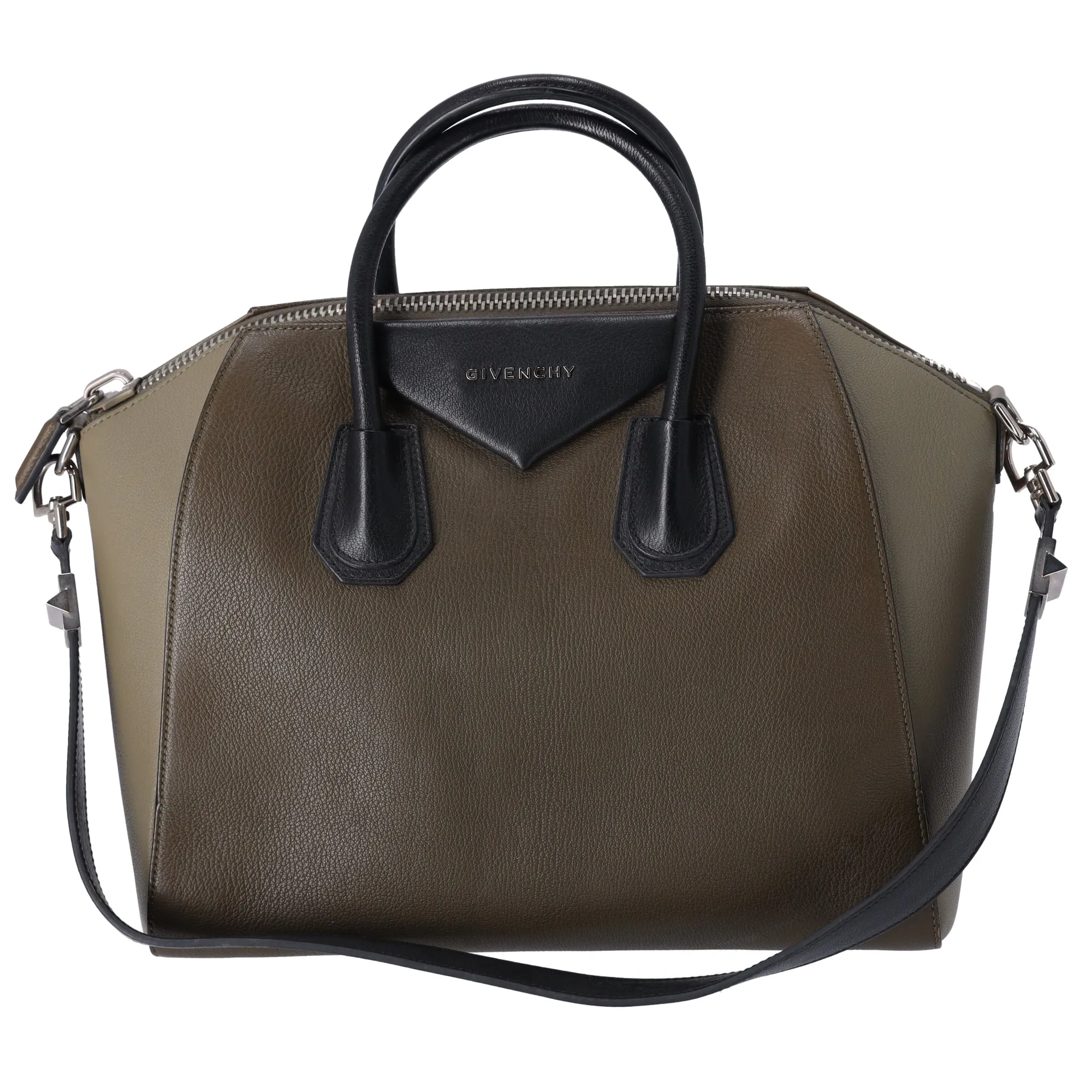 GIVENCHY Antigona Medium Shoulder Bag BB05100630 Khaki Light Green Black Leather sold by Gaby's Bags
