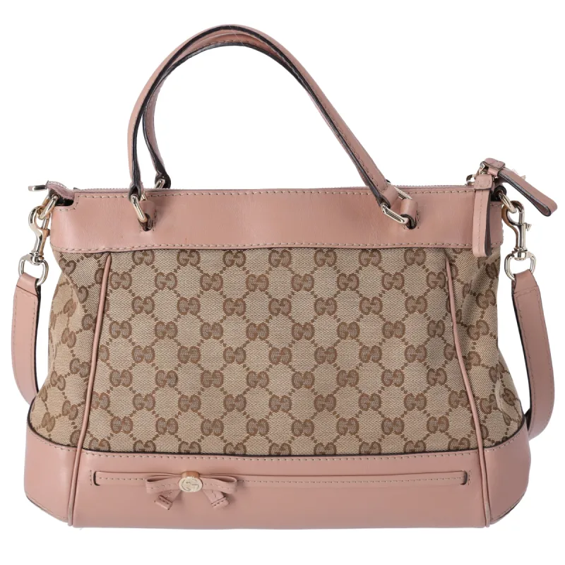 GUCCI Mayfair GG Handbag 269894 Dark Brown Beige Pink Jacquard Leather sold by Gaby's Bags
