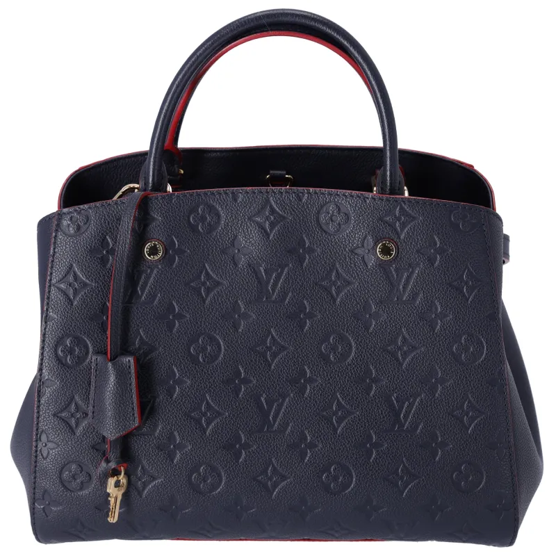 Louis Vuitton Montaigne MM Monogram Empreinte Handbag M42746 Marine Rouge sold by Gaby's Bags