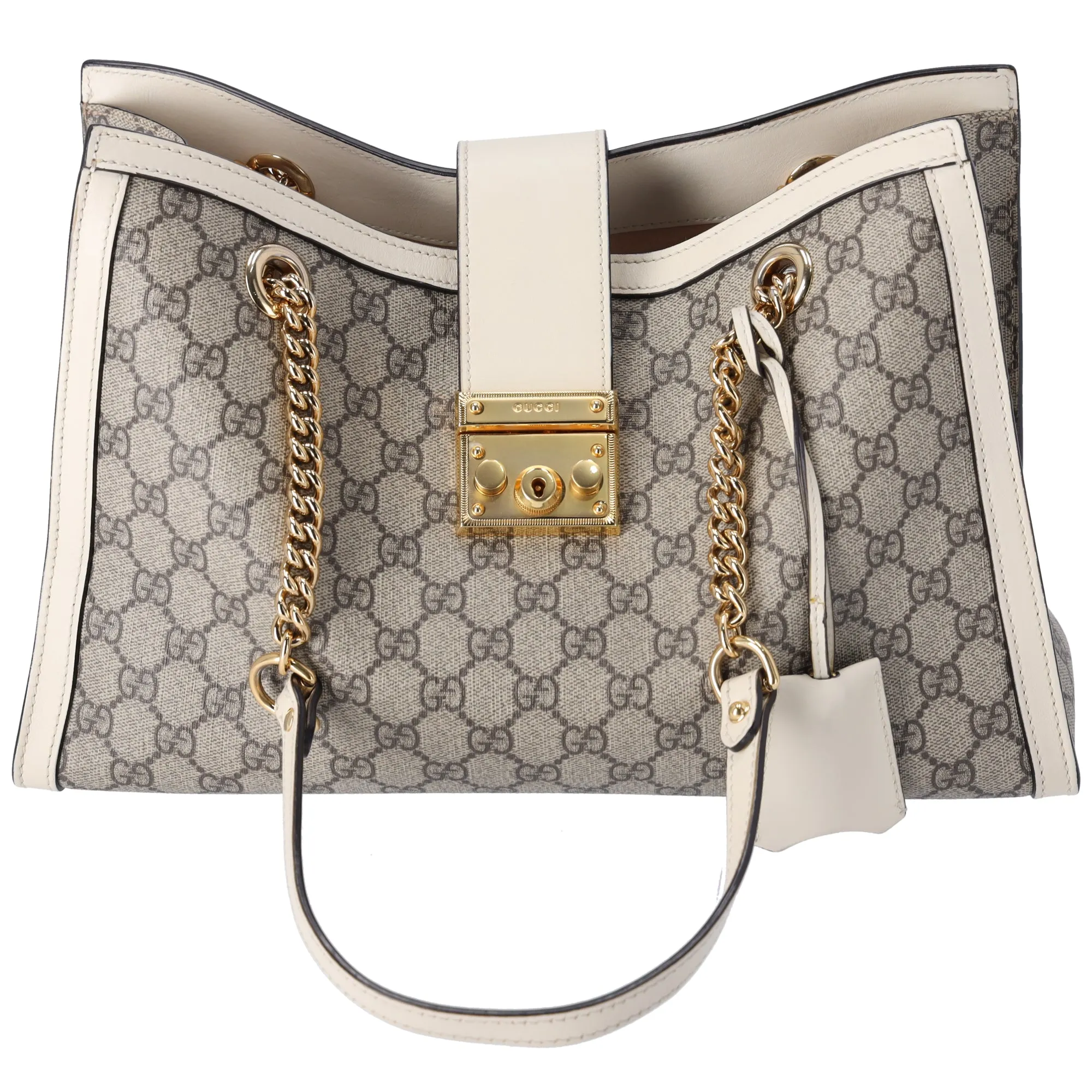 GUCCI Padlock GG Medium Shoulder Tote Bag 479197 Dark Brown Cream sold by Gaby's Bags
