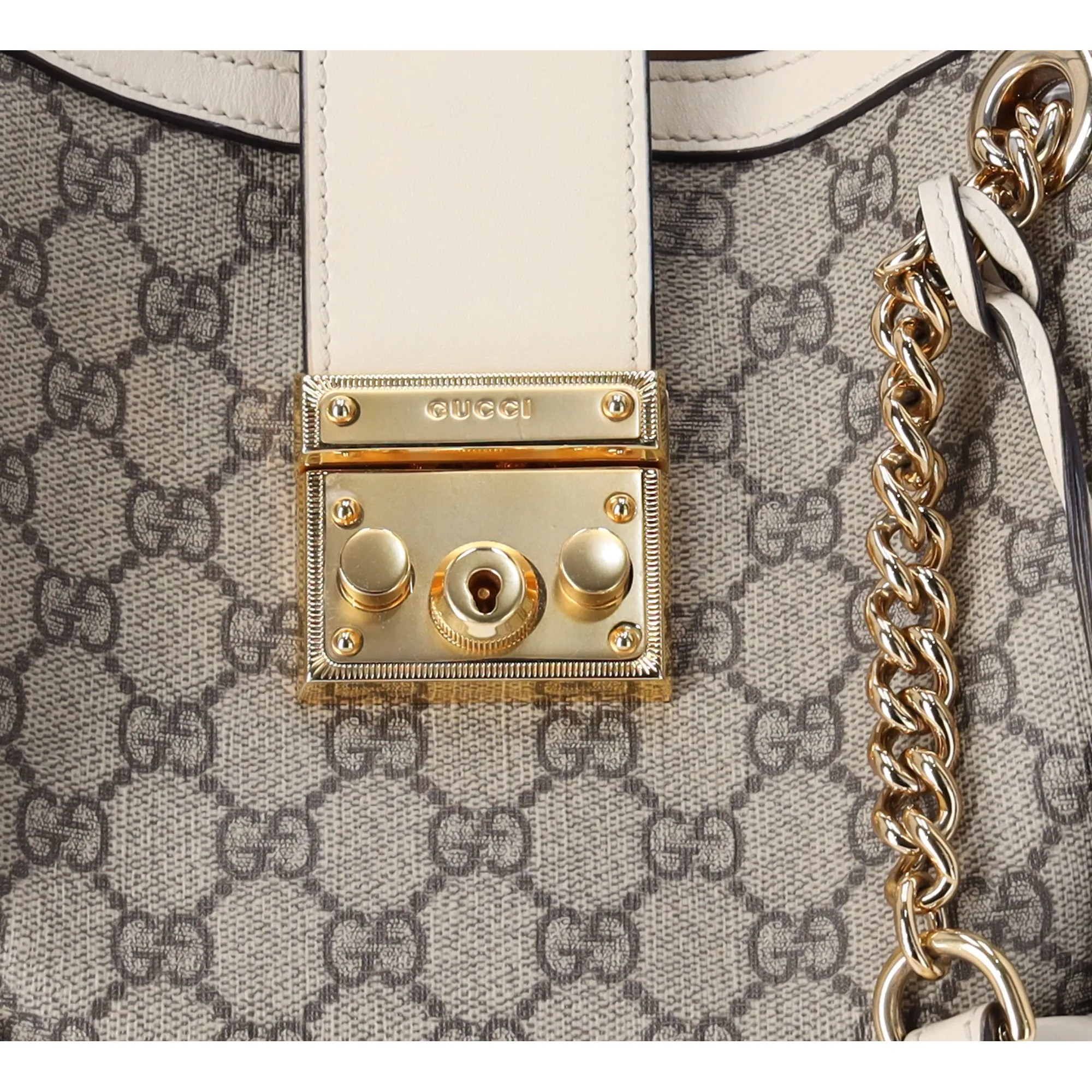 GUCCI Padlock GG Medium Shoulder Tote Bag 479197 Dark Brown Cream sold by Gaby's Bags product image thumbnail 2