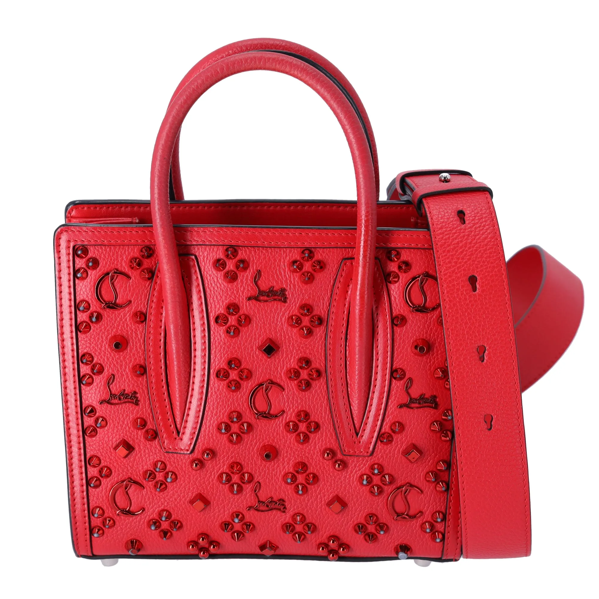 Christian Louboutin Paloma Small Tote Shoulder Handbag Studded Red sold by Gaby's Bags