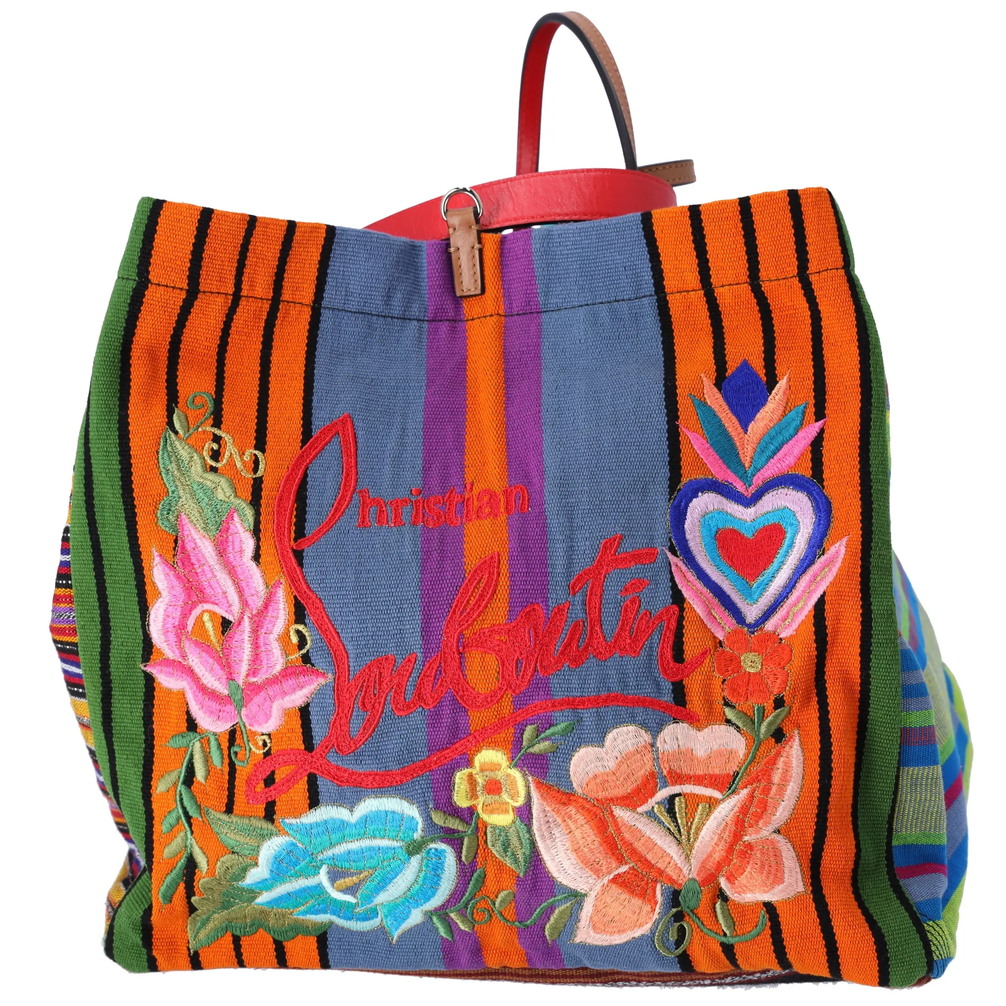 Christian Louboutin Mexicaba Tote Bag Green Orange Multi Jacquard Felt Leather sold by Gaby's Bags product image thumbnail 4