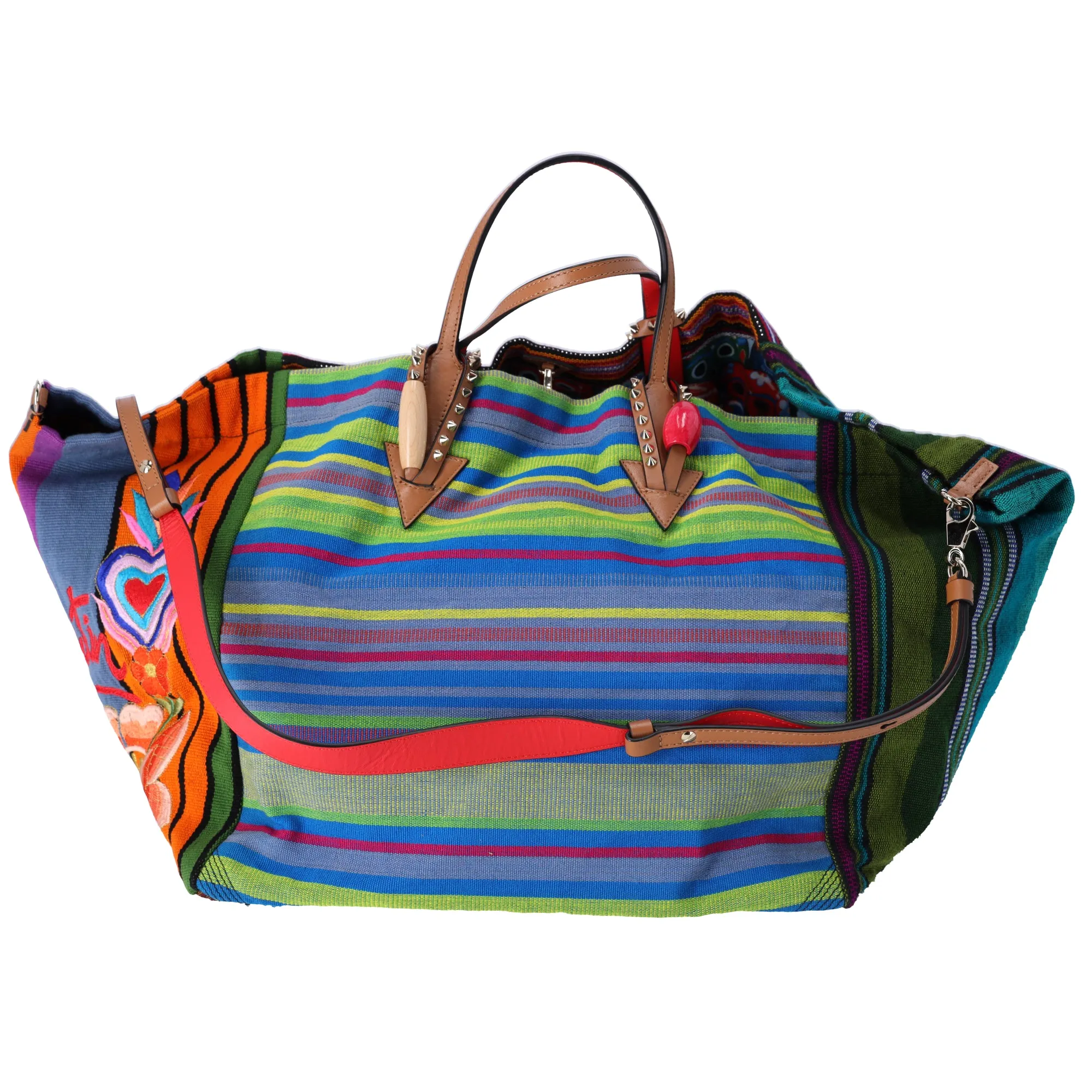 Christian Louboutin Mexicaba Tote Bag Green Orange Multi Jacquard Felt Leather sold by Gaby's Bags product image thumbnail 5