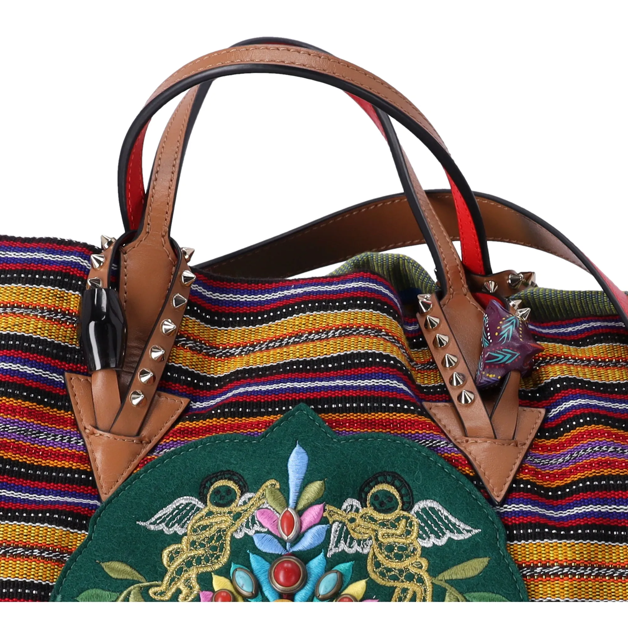 Christian Louboutin Mexicaba Tote Bag Green Orange Multi Jacquard Felt Leather sold by Gaby's Bags product image thumbnail 2