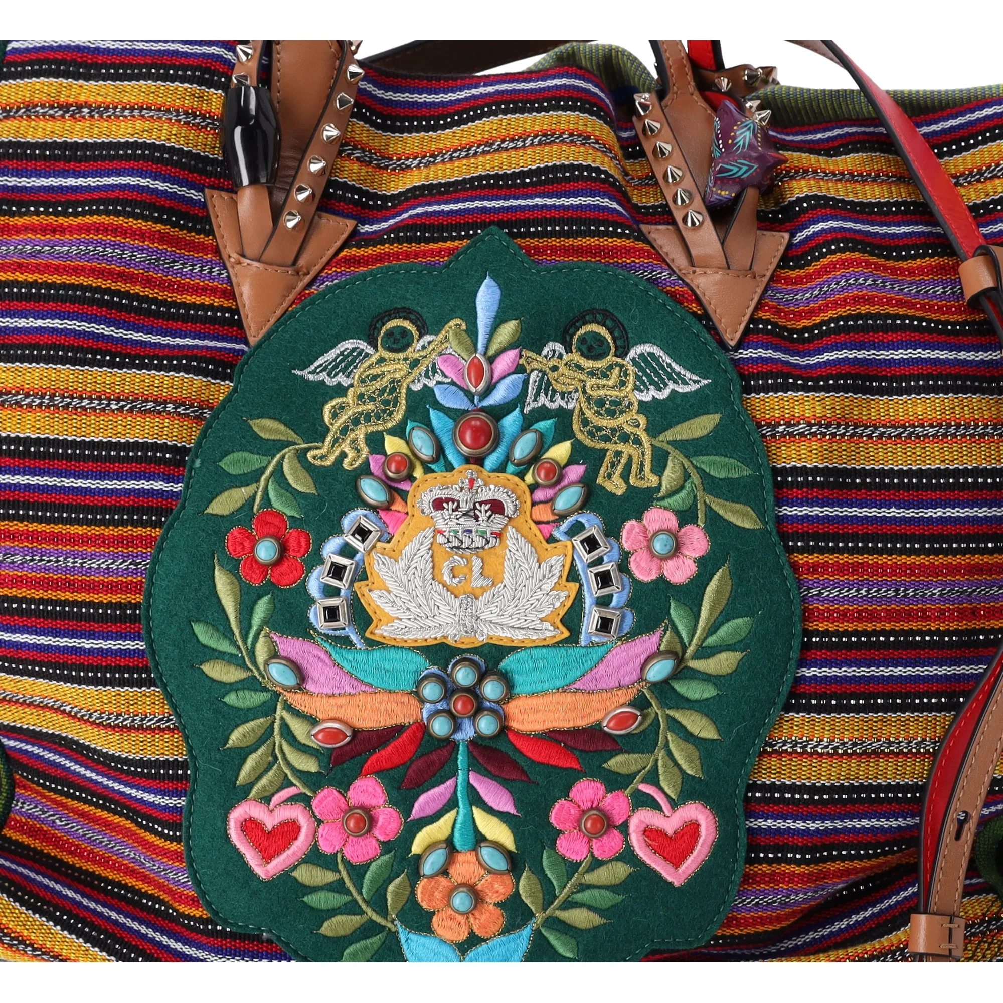 Christian Louboutin Mexicaba Tote Bag Green Orange Multi Jacquard Felt Leather sold by Gaby's Bags product image thumbnail 3